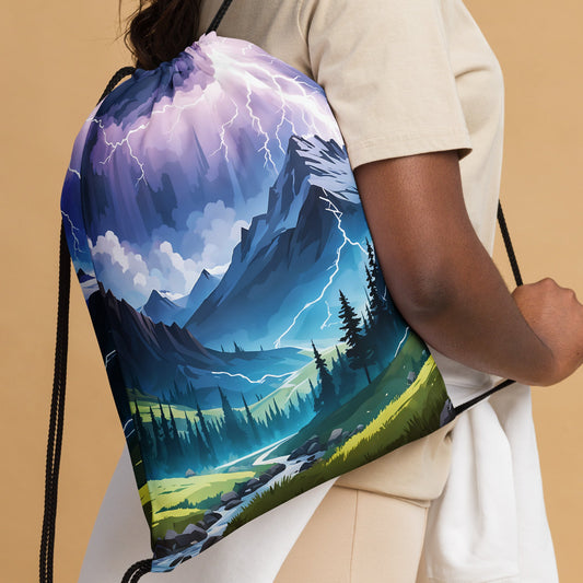 Lightning Over The Mountains II Drawstring Bag - Drawstring Bag - Discovery Co.