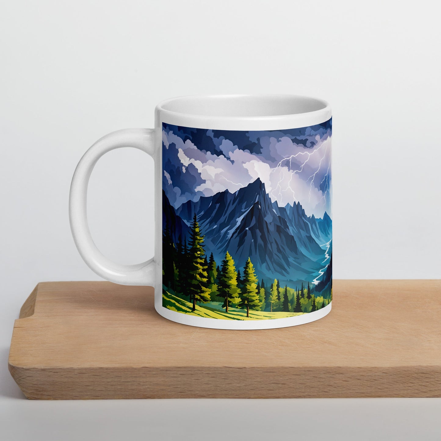 Lightning Over The Mountains II White Glossy Mug (11 oz, 15 oz, 20 oz) - Mugs - Discovery Co.