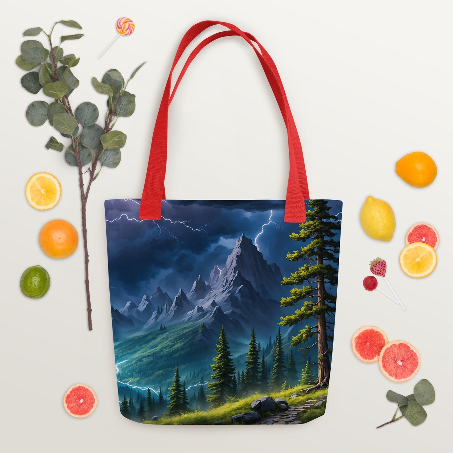 Lightning Over The Mountains III Tote Bag - Tote Bags - Discovery Co.