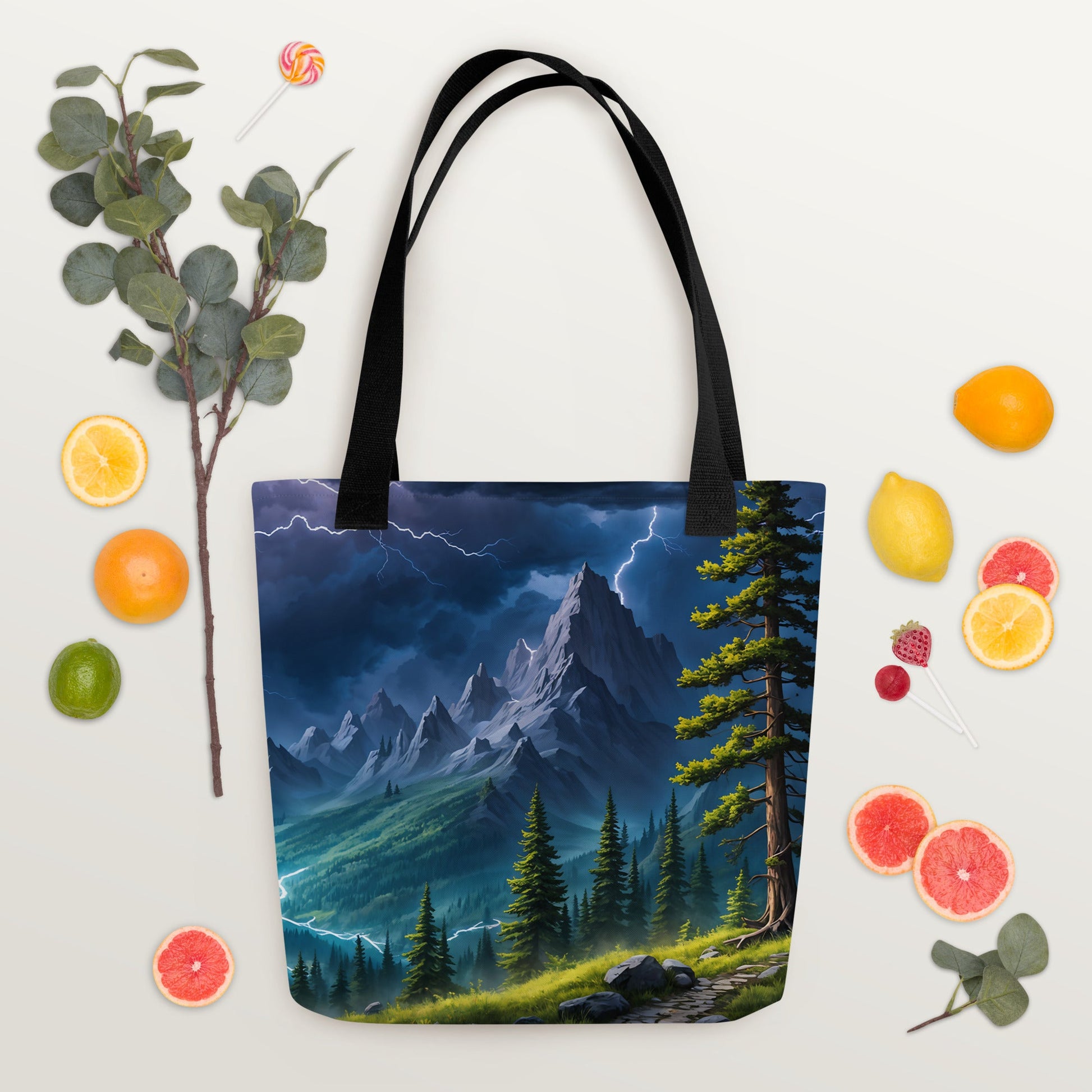 Lightning Over The Mountains III Tote Bag - Tote Bags - Discovery Co.