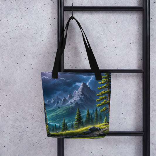 Lightning Over The Mountains III Tote Bag - Tote Bags - Discovery Co.