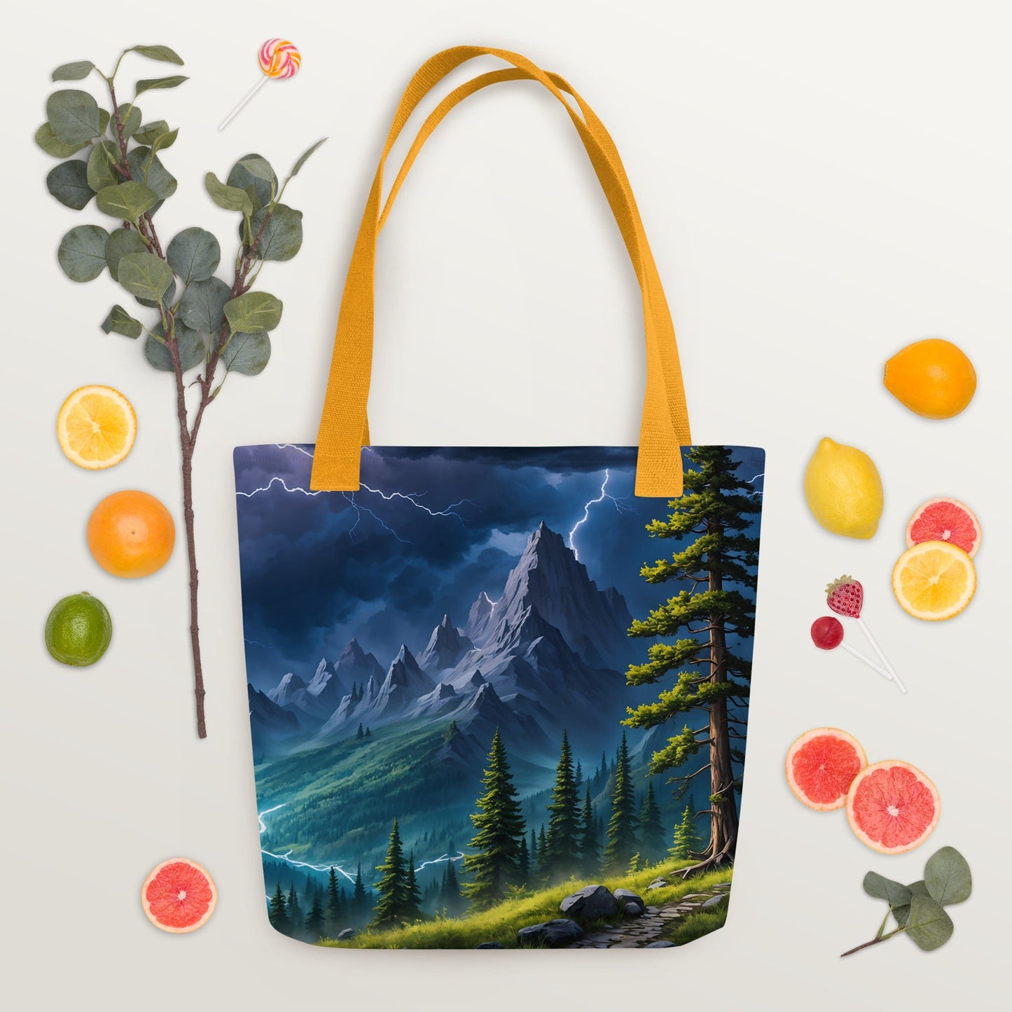 Lightning Over The Mountains III Tote Bag - Tote Bags - Discovery Co.