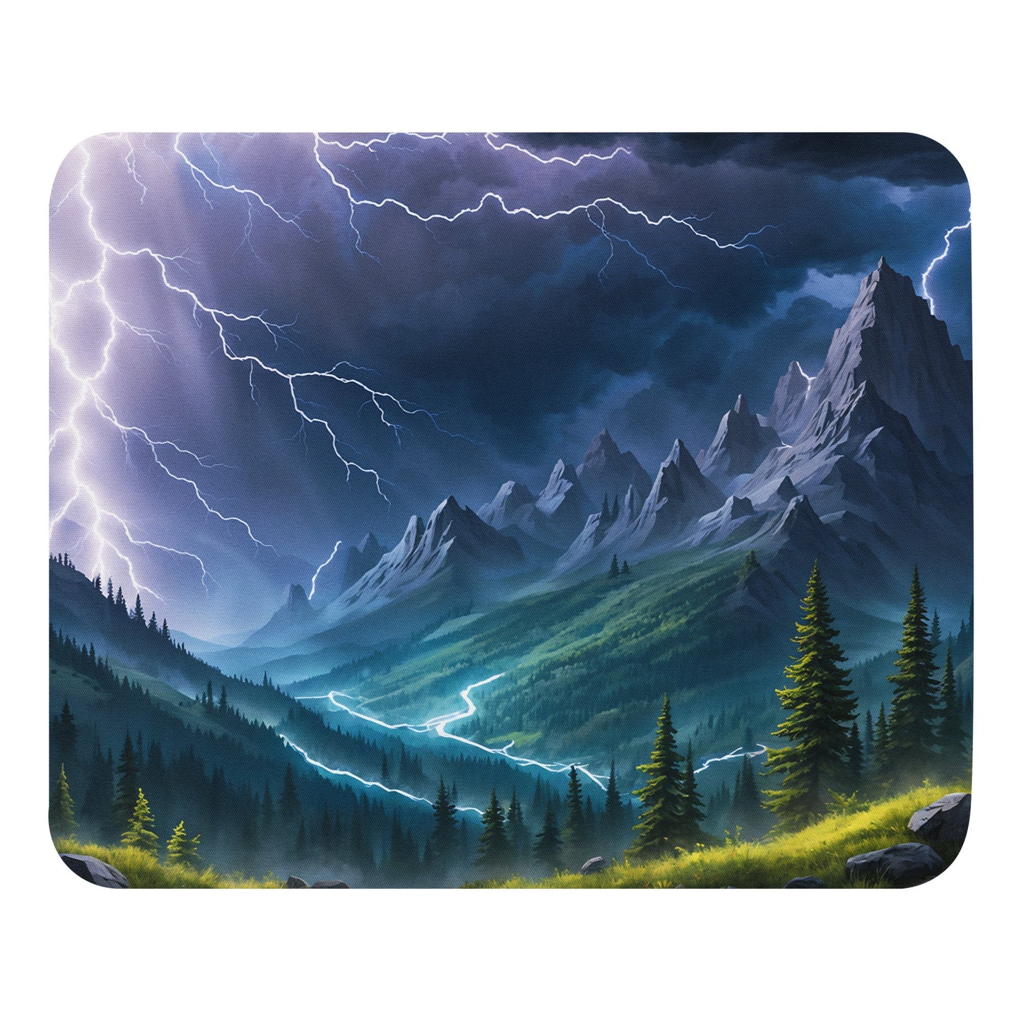 Lightning Over The Mountains Mouse Pad - Mouse Pads - Discovery Co.