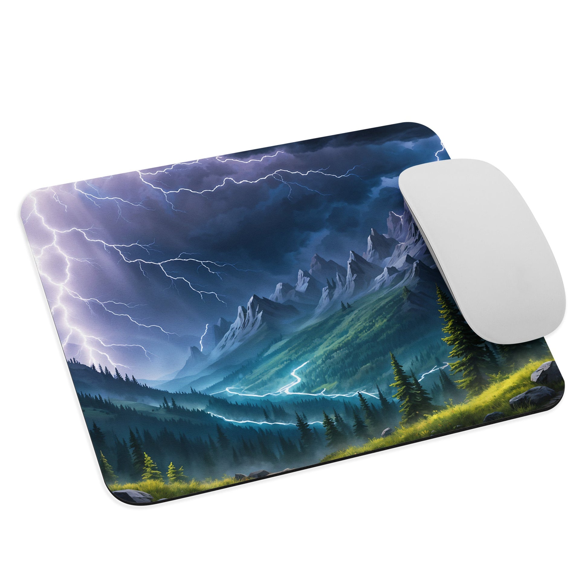 Lightning Over The Mountains Mouse Pad - Mouse Pads - Discovery Co.