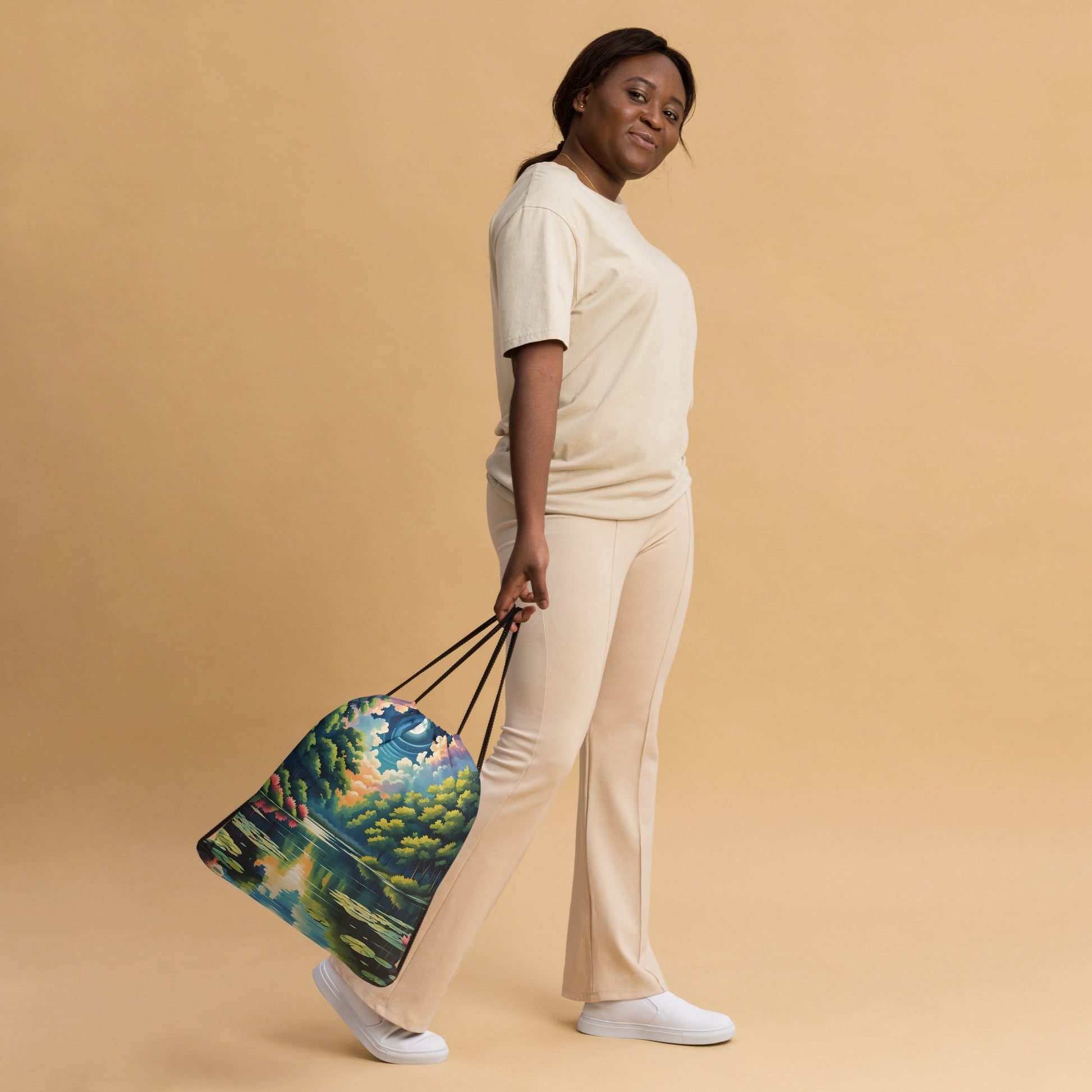 Lily Pads On The Lake II Drawstring Bag - Drawstring Bag - Discovery Co.