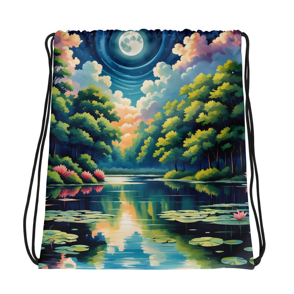 Lily Pads On The Lake II Drawstring Bag - Drawstring Bag - Discovery Co.