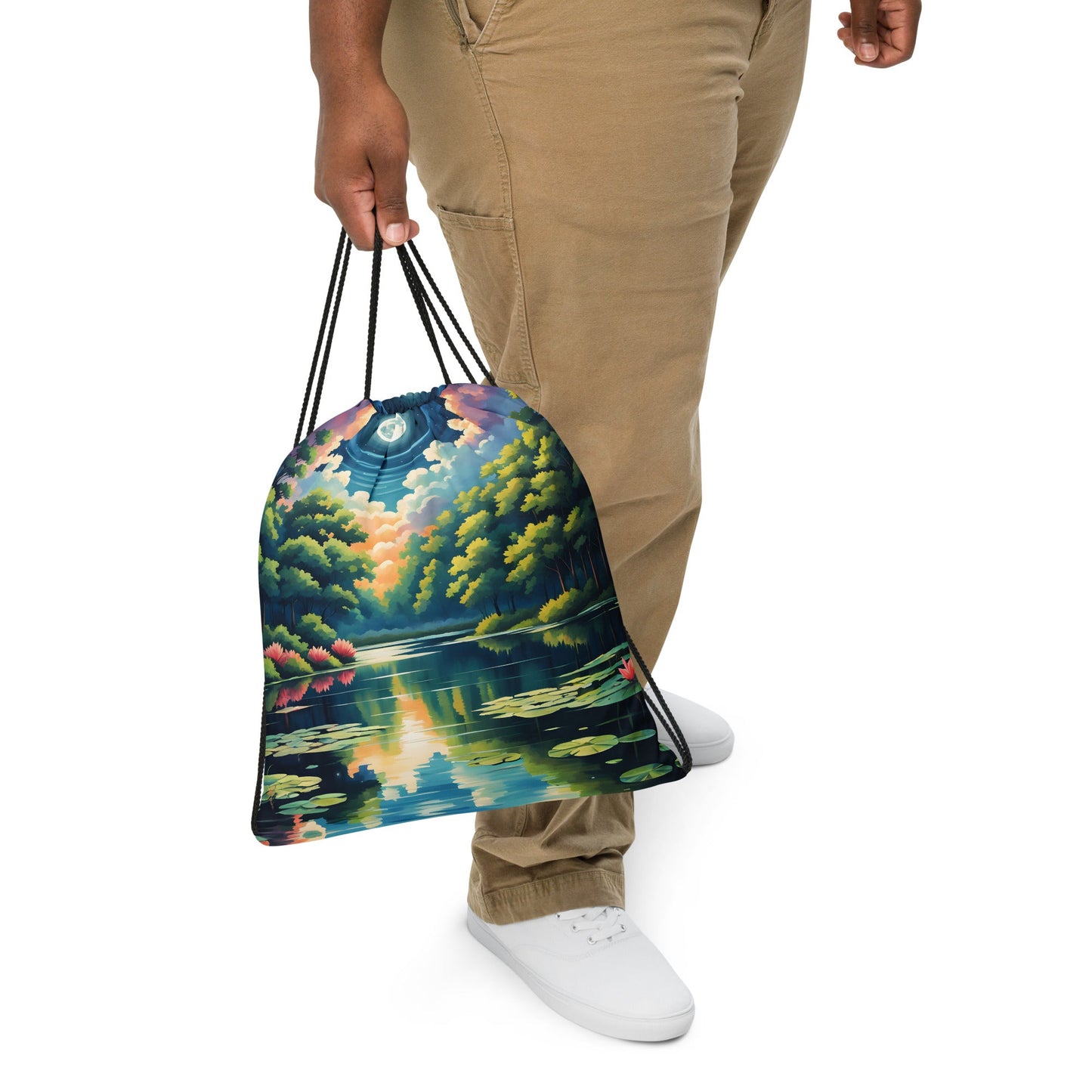 Lily Pads On The Lake II Drawstring Bag - Drawstring Bag - Discovery Co.