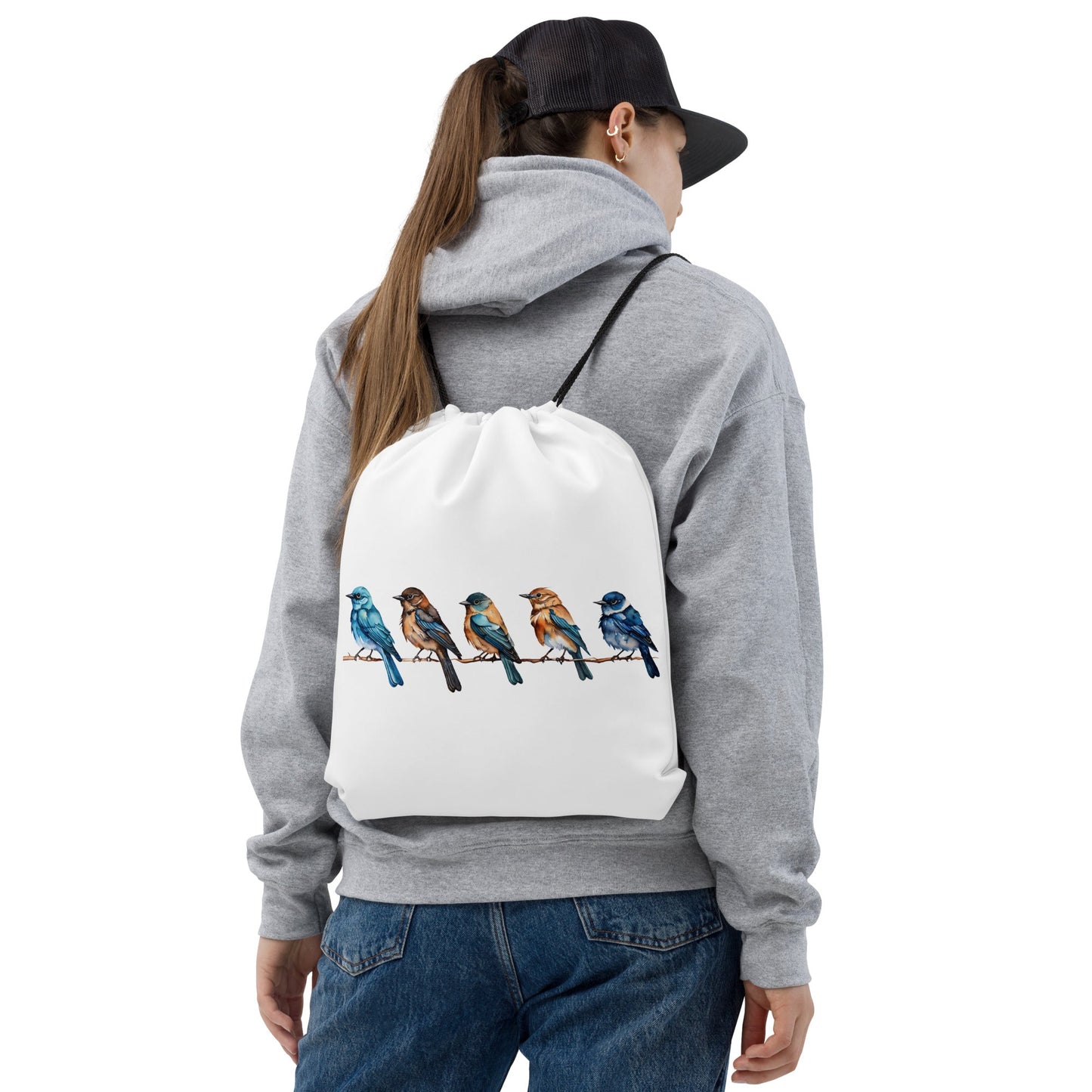 Line Of Birds Watercolor Art Drawstring Bag - Drawstring Bag - Discovery Co.
