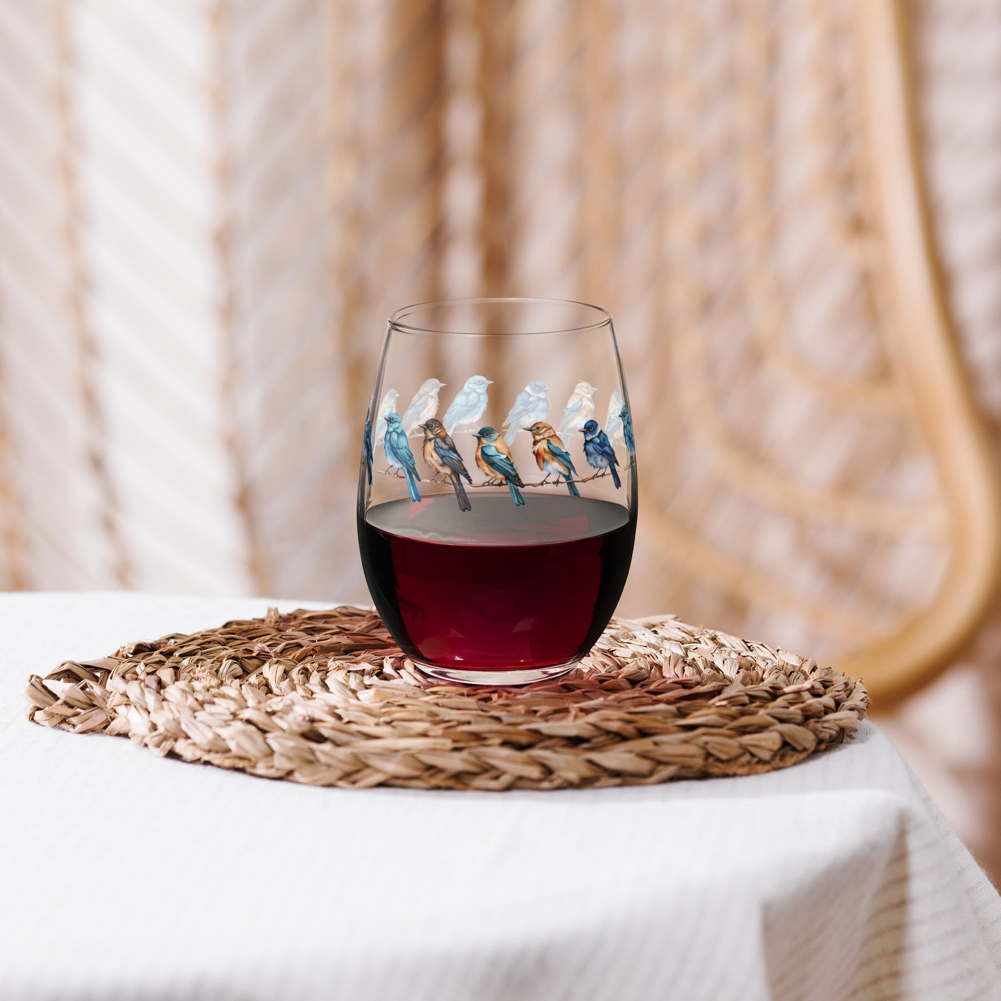 Line of Birds Watercolor Art Stemless Wine Glass - Stemless Wine Glass - Discovery Co.