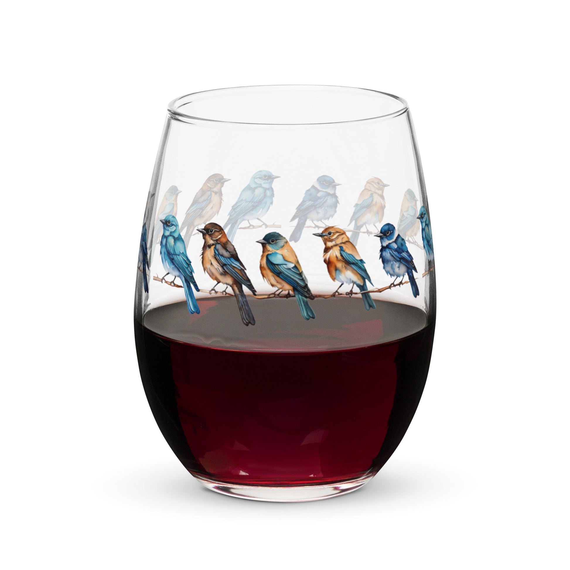Line of Birds Watercolor Art Stemless Wine Glass - Stemless Wine Glass - Discovery Co.