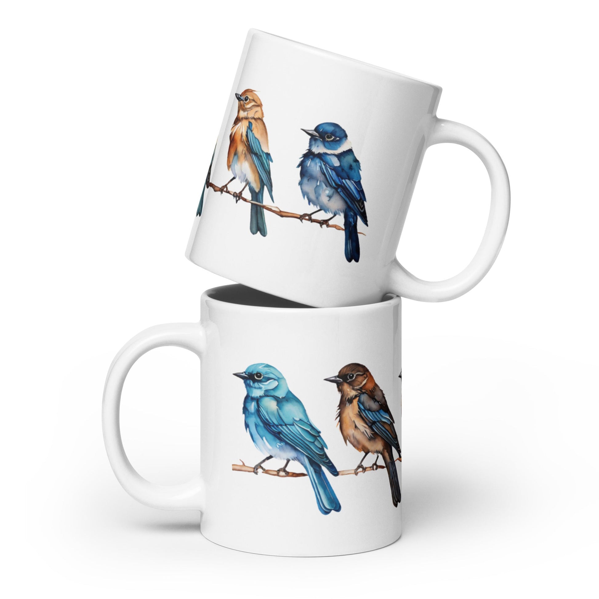 Line of Birds Watercolor Art White Glossy Mug (11 oz, 15 oz, 20 oz) - Mugs - Discovery Co.
