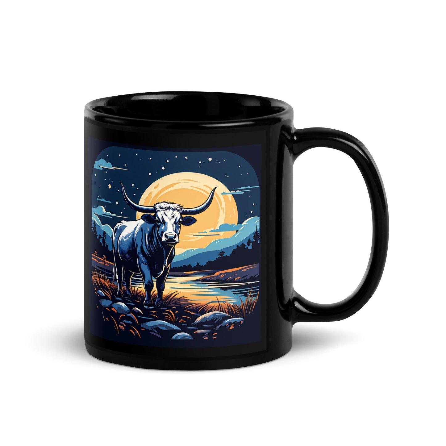 Longhorn Black Glossy Mug (11 oz) - Discovery Co.