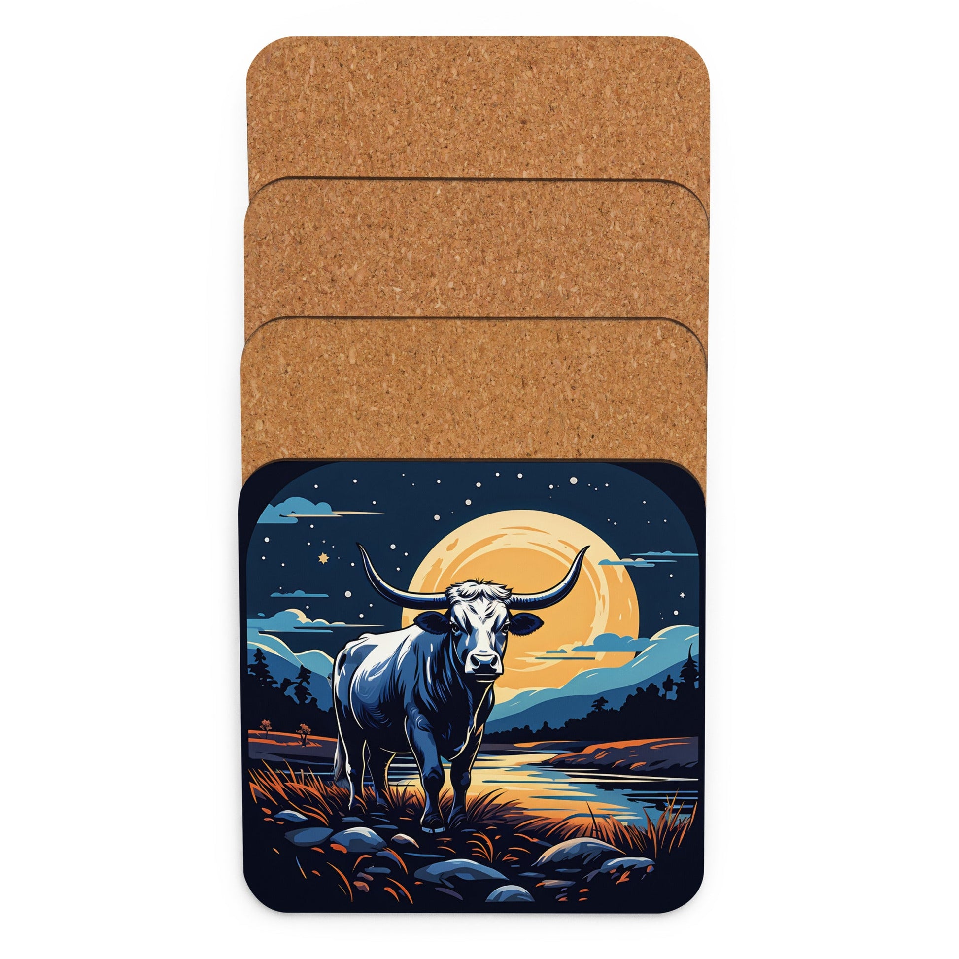 Longhorn Cork - back Coaster - Coasters - Discovery Co.