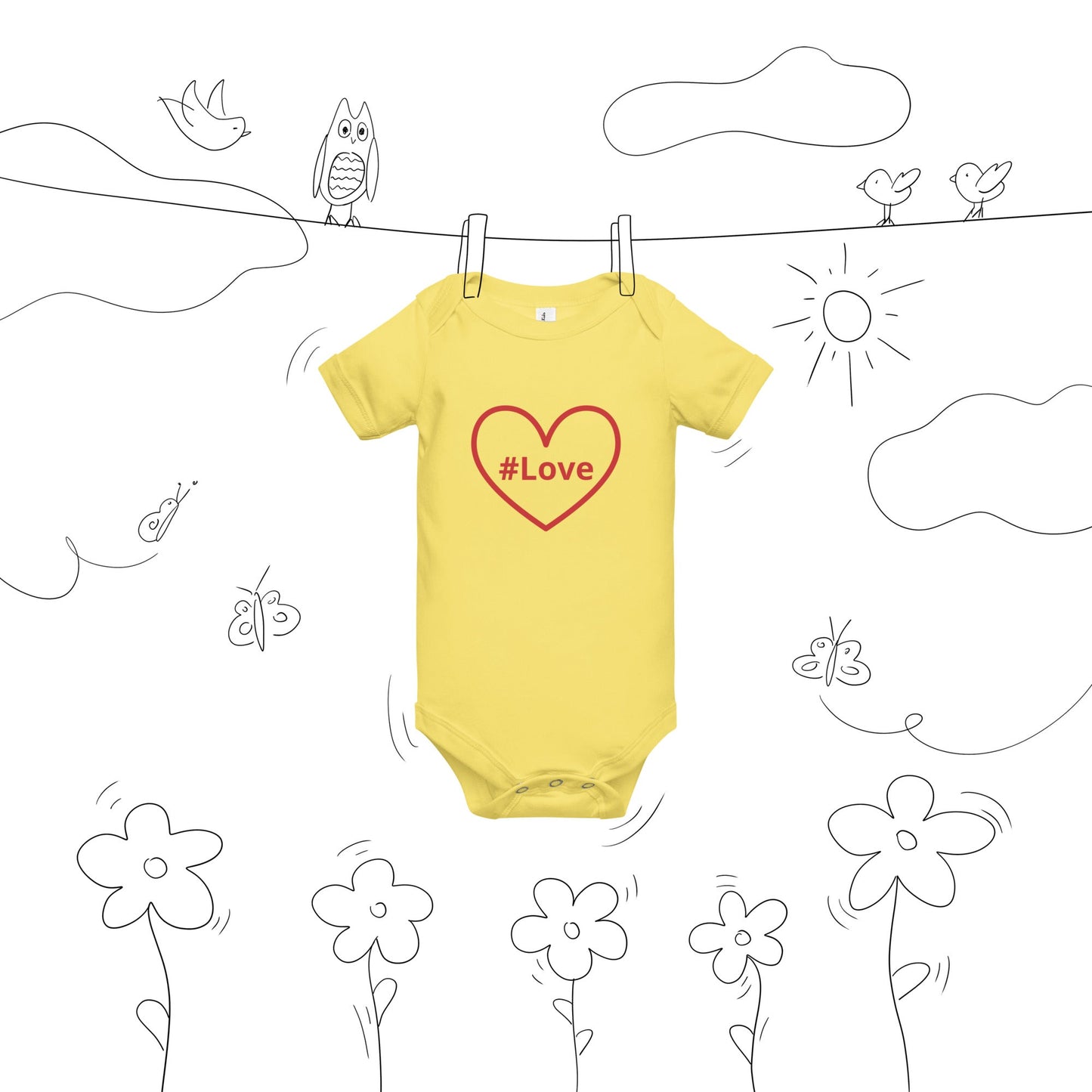 #Love Red Heart Baby Short Sleeve One Piece - Baby & Toddler Apparel - Discovery Co.