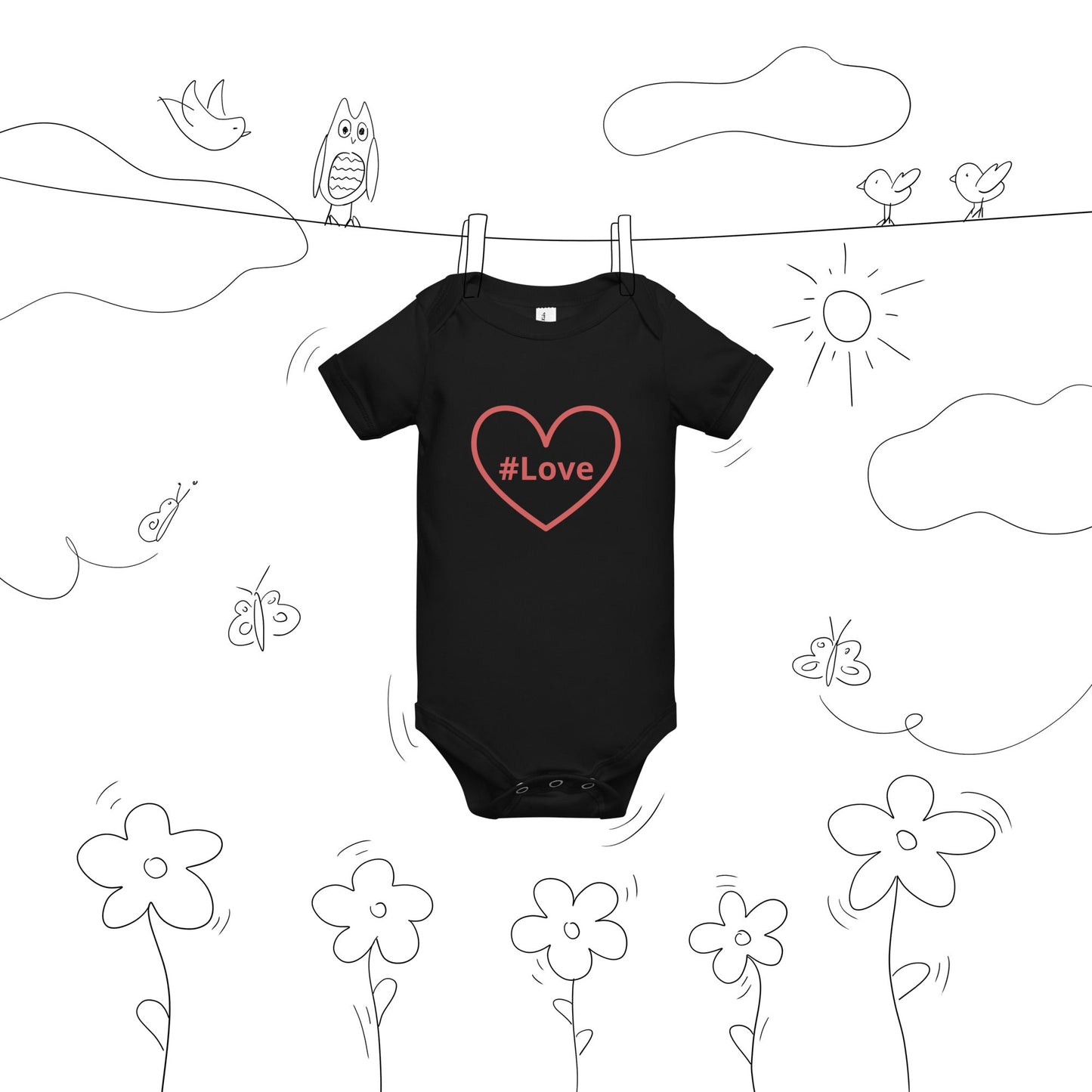 #Love Red Heart Baby Short Sleeve One Piece - Baby & Toddler Apparel - Discovery Co.