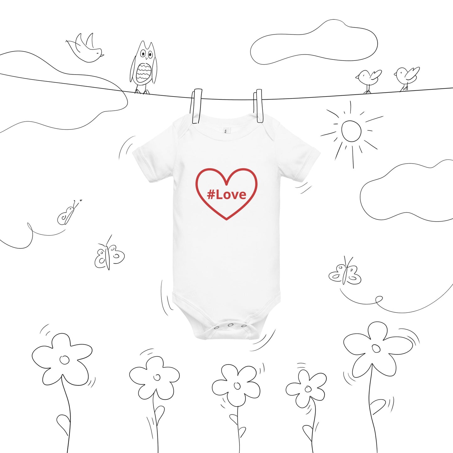 #Love Red Heart Baby Short Sleeve One Piece - Baby & Toddler Apparel - Discovery Co.