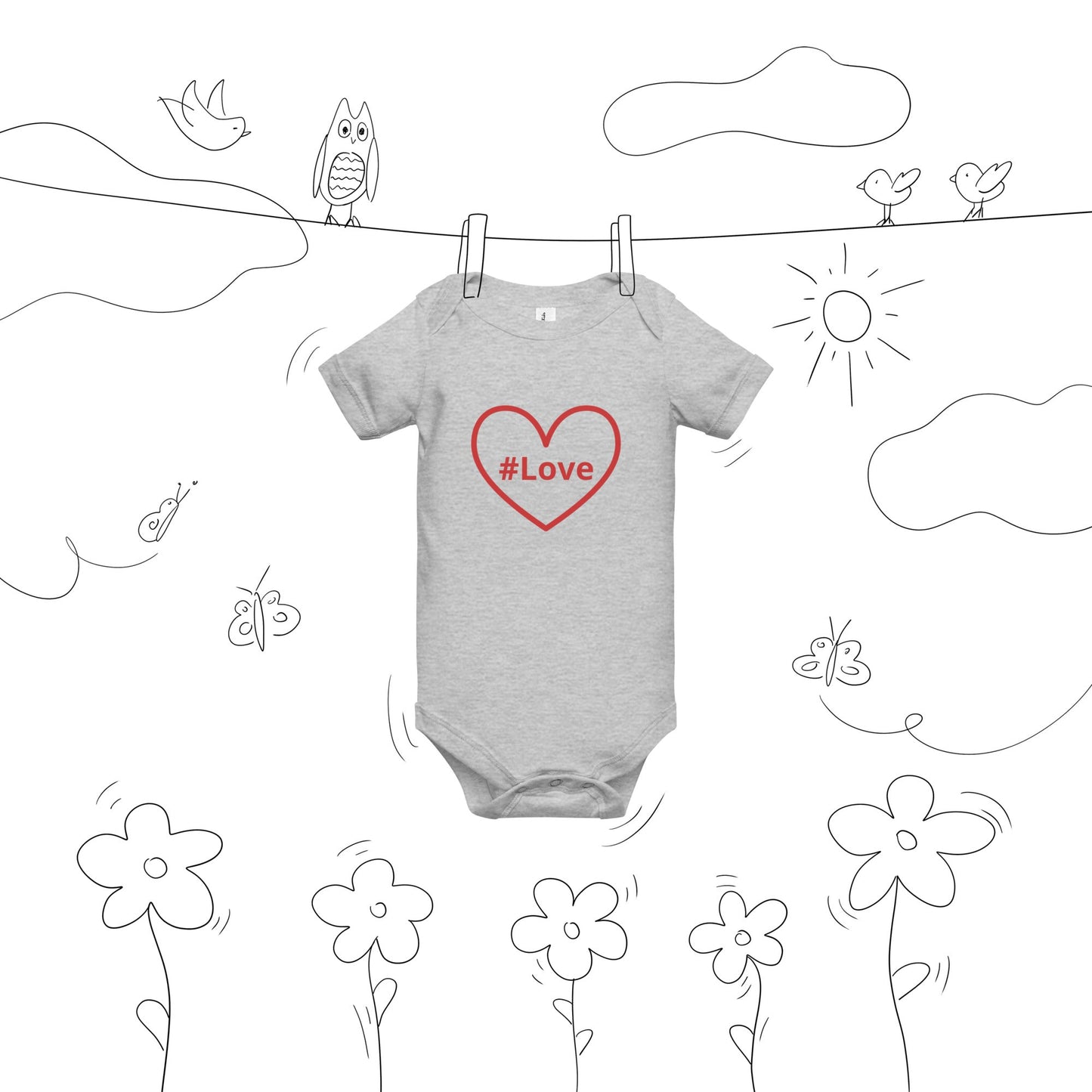 #Love Red Heart Baby Short Sleeve One Piece - Baby & Toddler Apparel - Discovery Co.