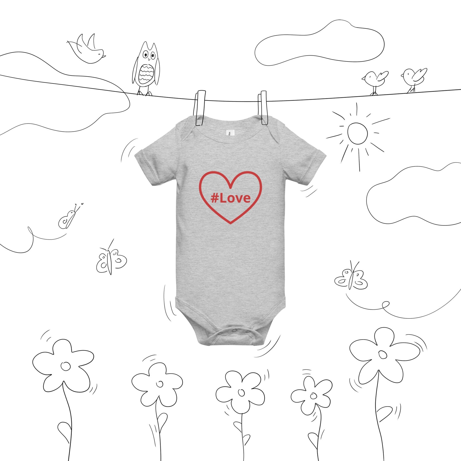 #Love Red Heart Baby Short Sleeve One Piece - Baby & Toddler Apparel - Discovery Co.