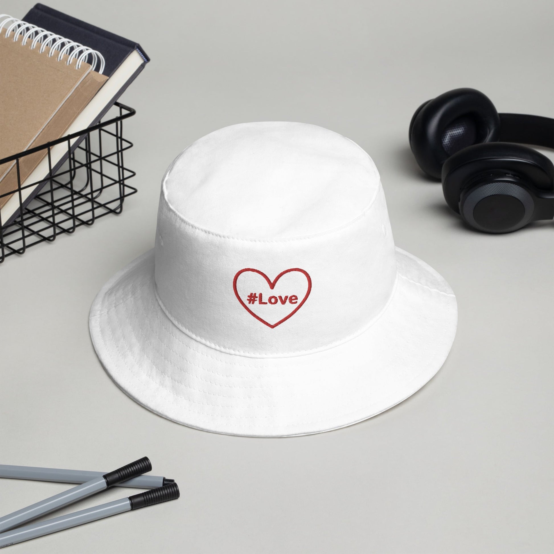 #Love Red Heart Bucket Hat - Hats - Discovery Co.