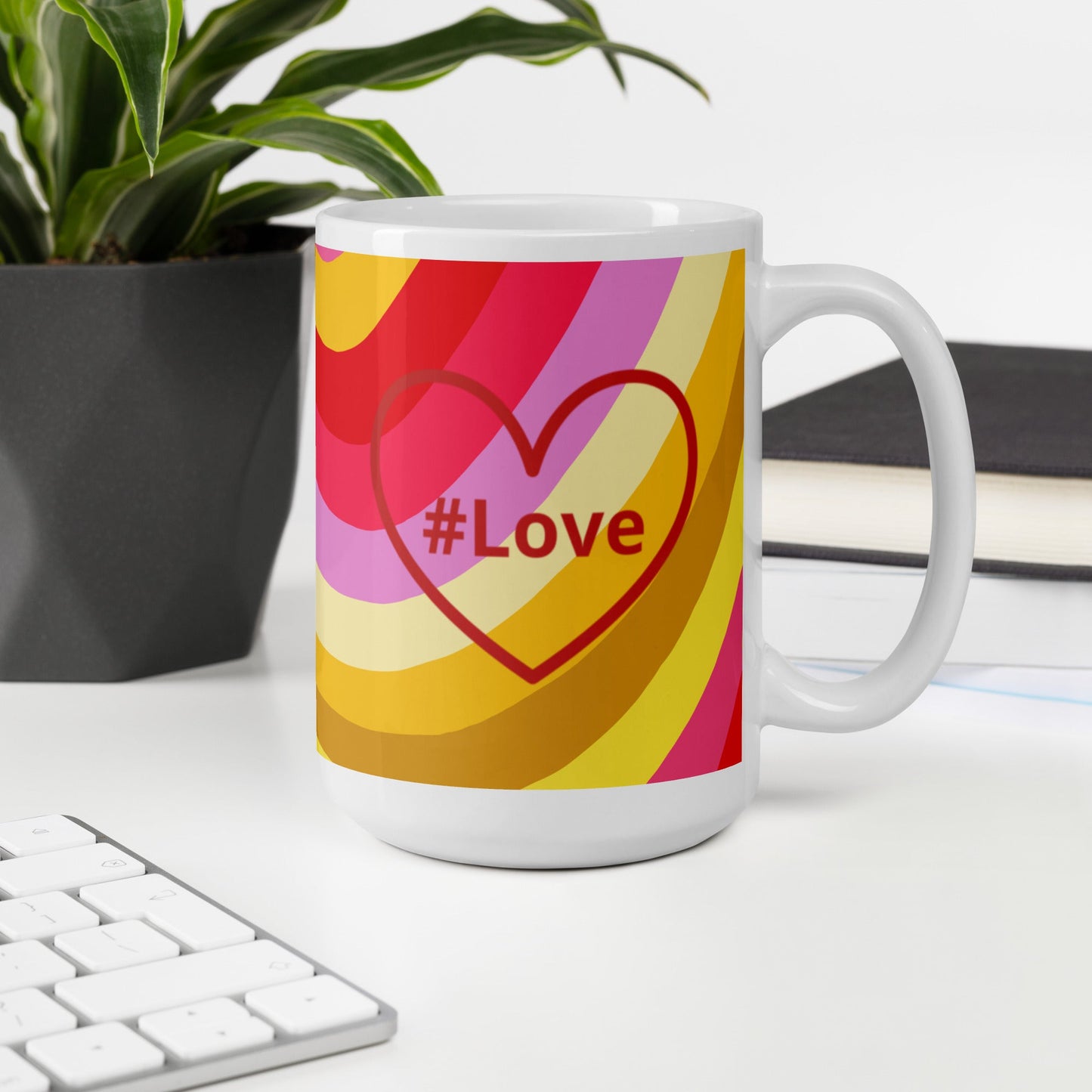 #Love Red Heart White Glossy Mug (11 oz, 15 oz, 20 oz) - Mugs - Discovery Co.