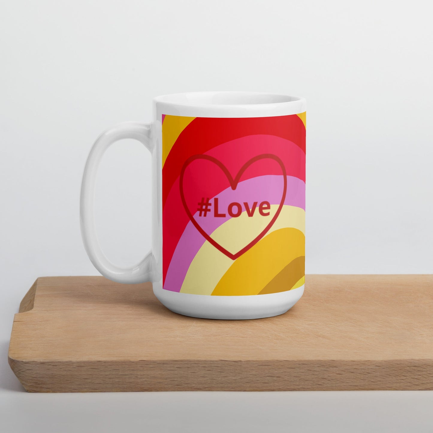 #Love Red Heart White Glossy Mug (11 oz, 15 oz, 20 oz) - Mugs - Discovery Co.