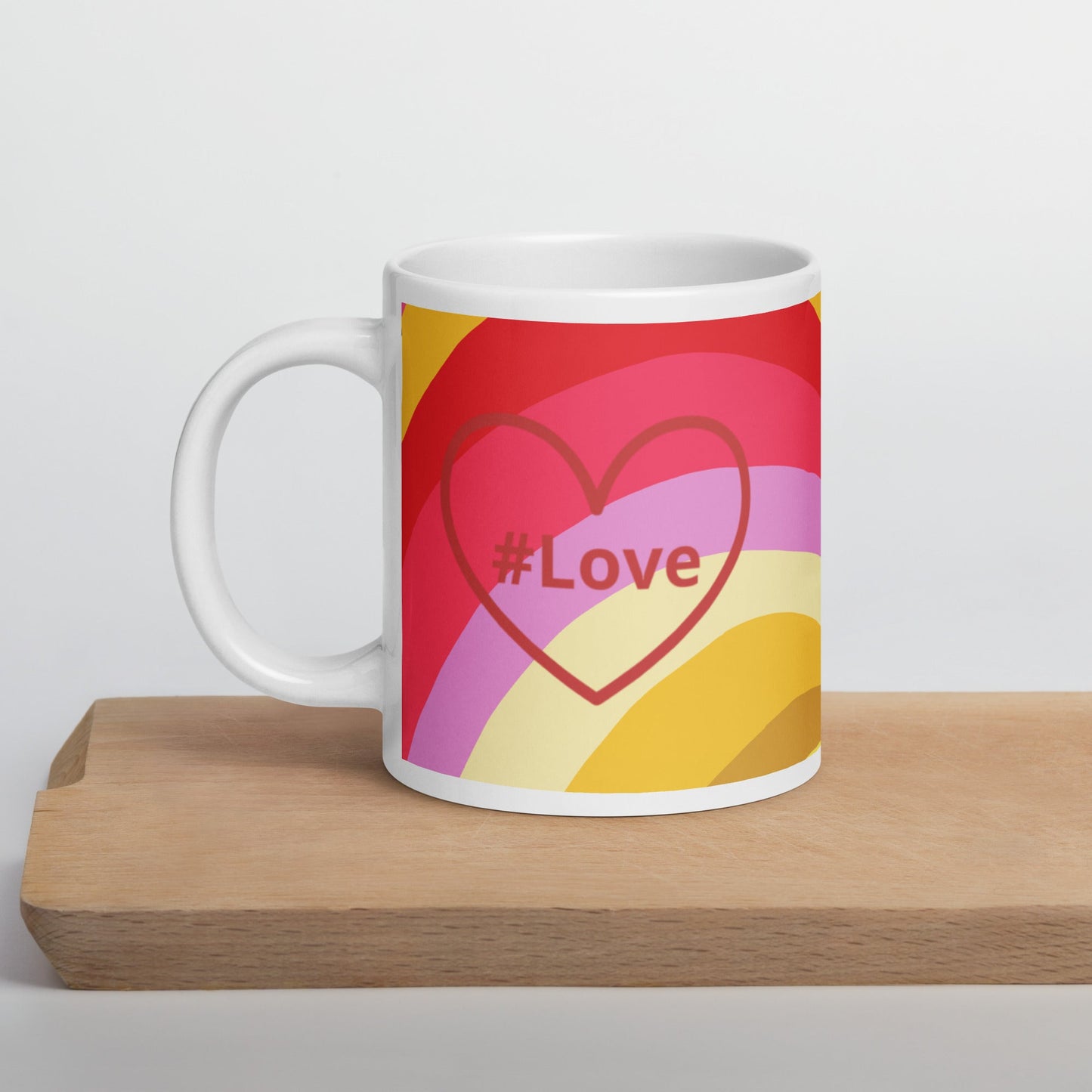 #Love Red Heart White Glossy Mug (11 oz, 15 oz, 20 oz) - Mugs - Discovery Co.