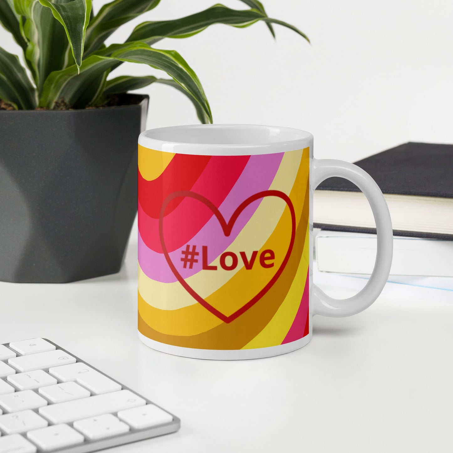 #Love Red Heart White Glossy Mug (11 oz, 15 oz, 20 oz) - Mugs - Discovery Co.