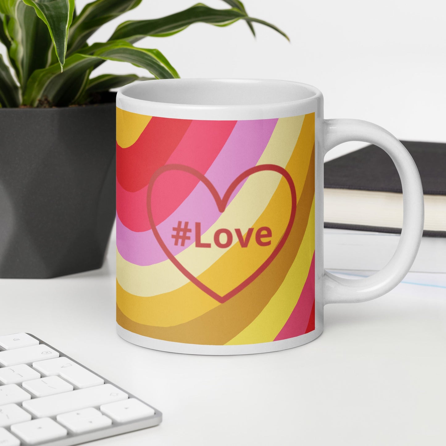 #Love Red Heart White Glossy Mug (11 oz, 15 oz, 20 oz) - Mugs - Discovery Co.