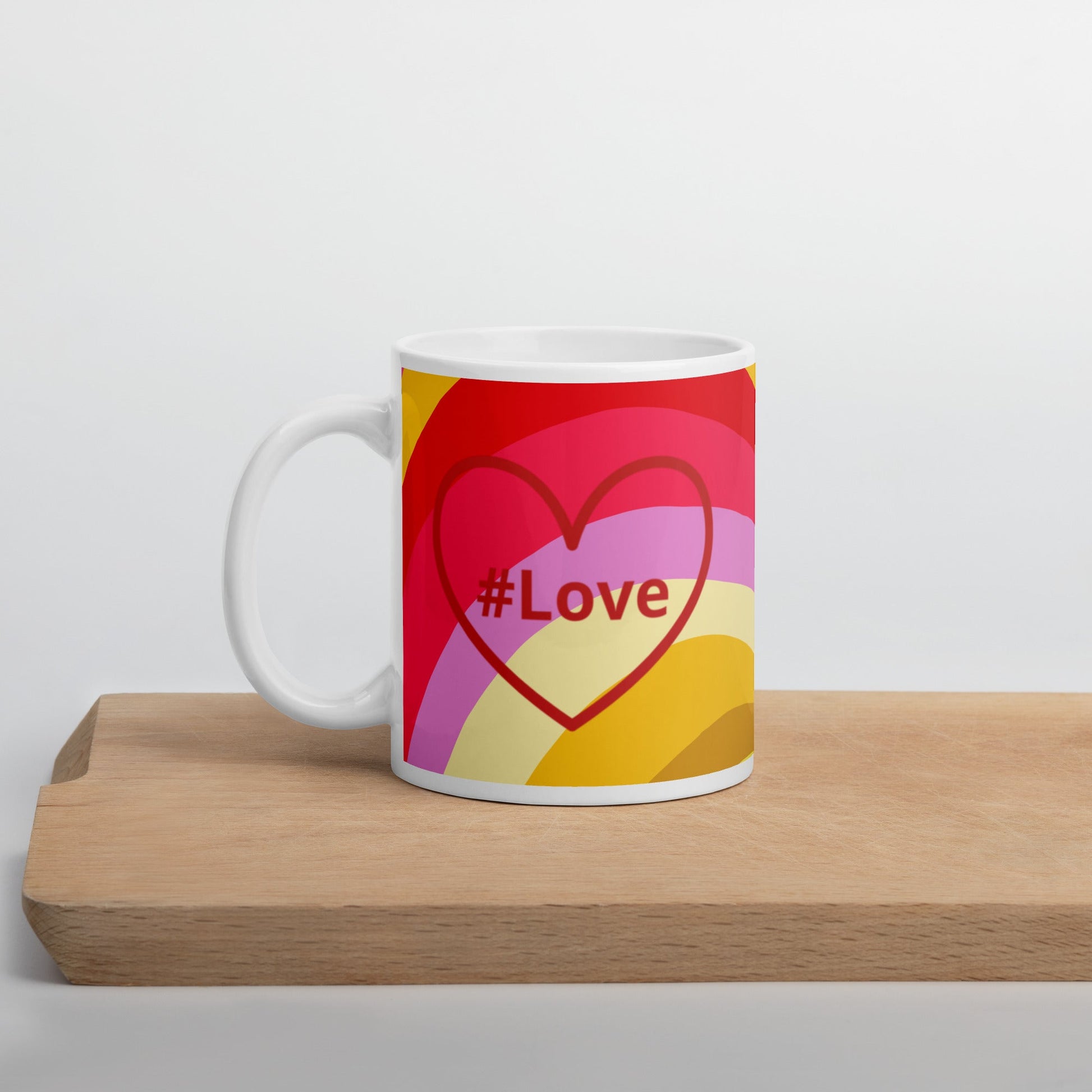 #Love Red Heart White Glossy Mug (11 oz, 15 oz, 20 oz) - Mugs - Discovery Co.