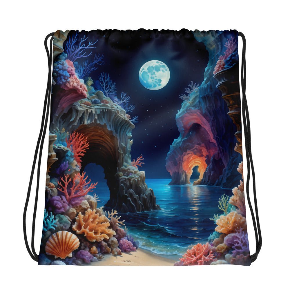 Majestic Beach Cave Drawstring Bag - Drawstring Bag - Discovery Co.
