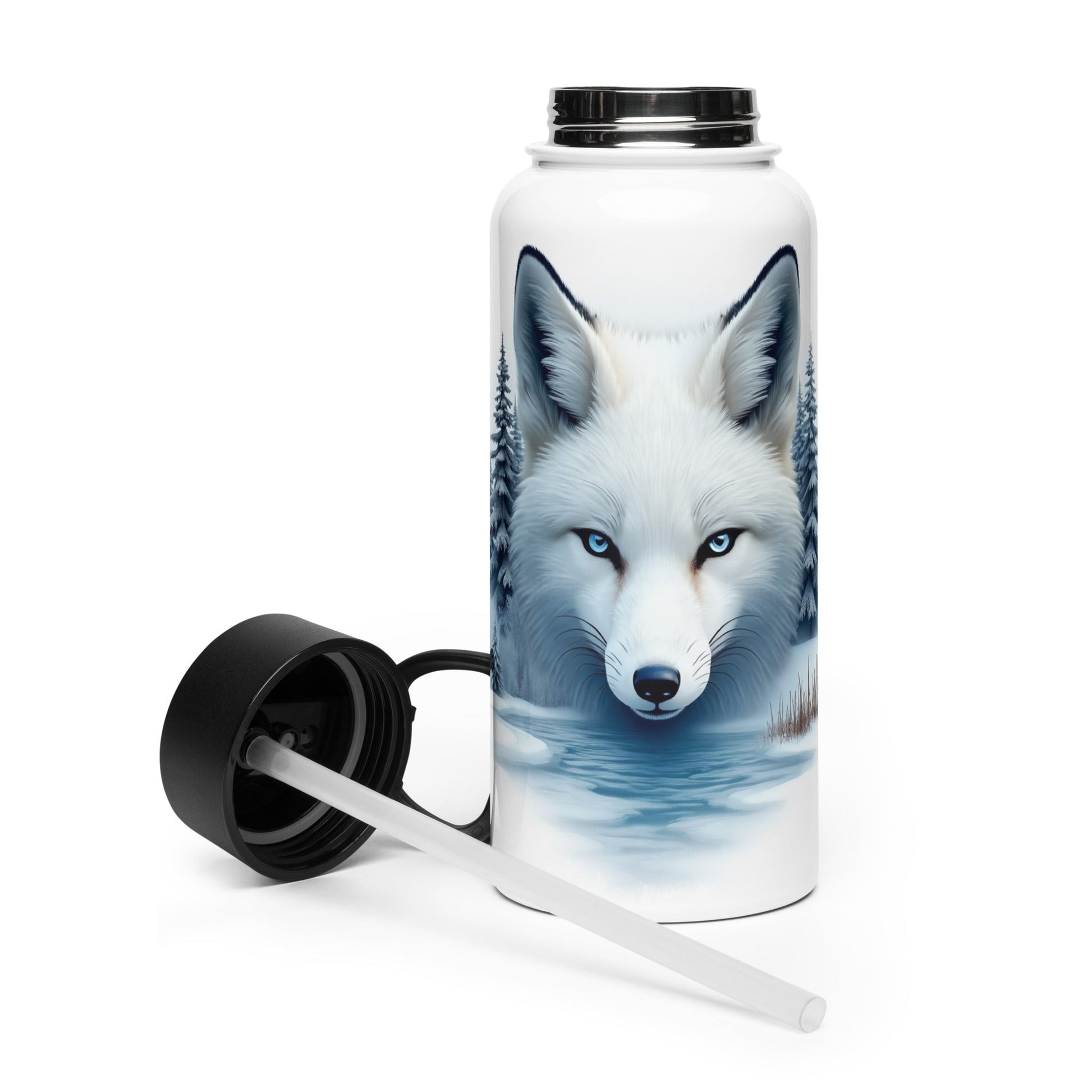 Majestic Fox Stainless Steel Water Bottle With Straw Lid - Stainless Steel Water Bottle With Straw Lid - Discovery Co.