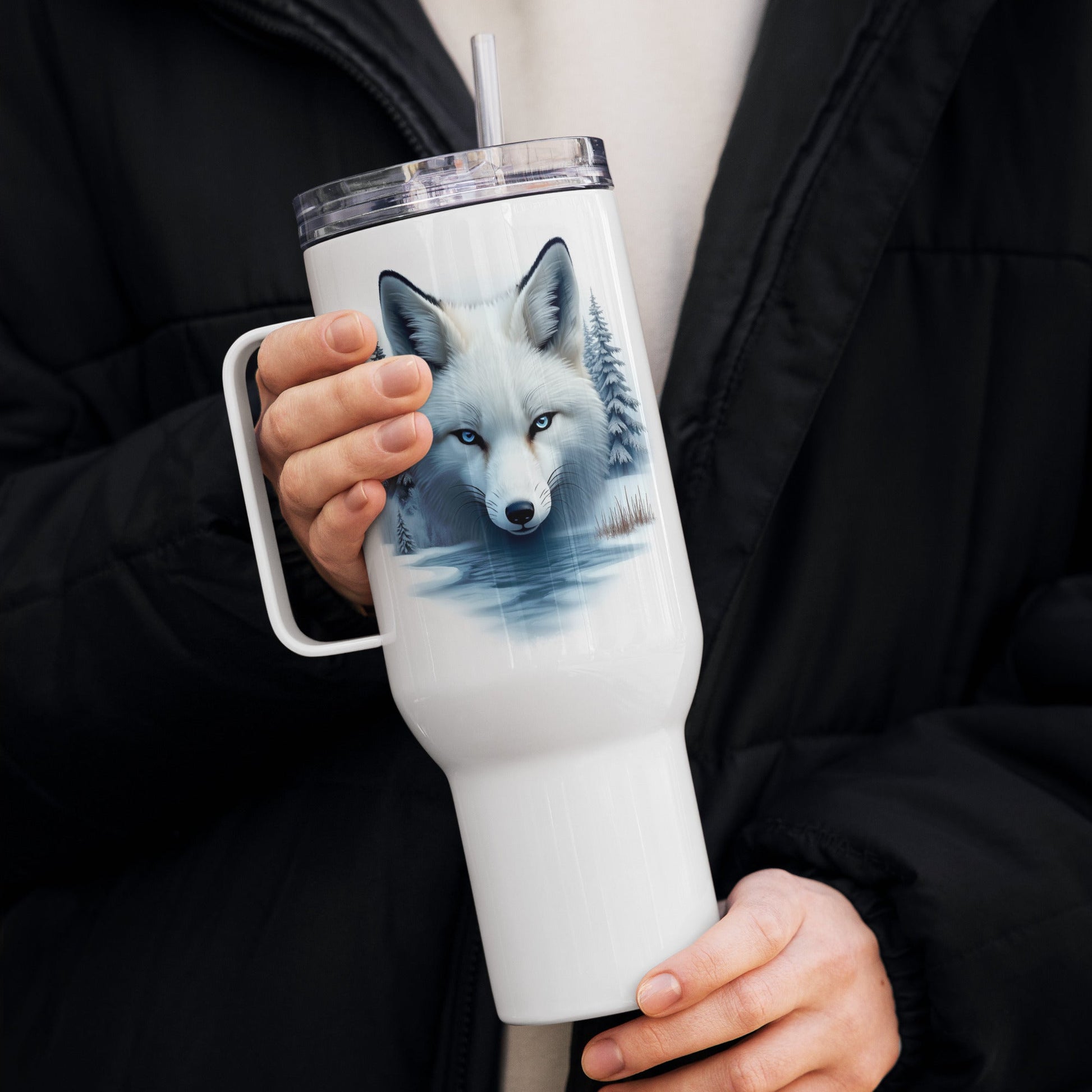 Majestic Fox Travel Mug With Handle (25 oz and 40 oz) - Travel Mug - Discovery Co.