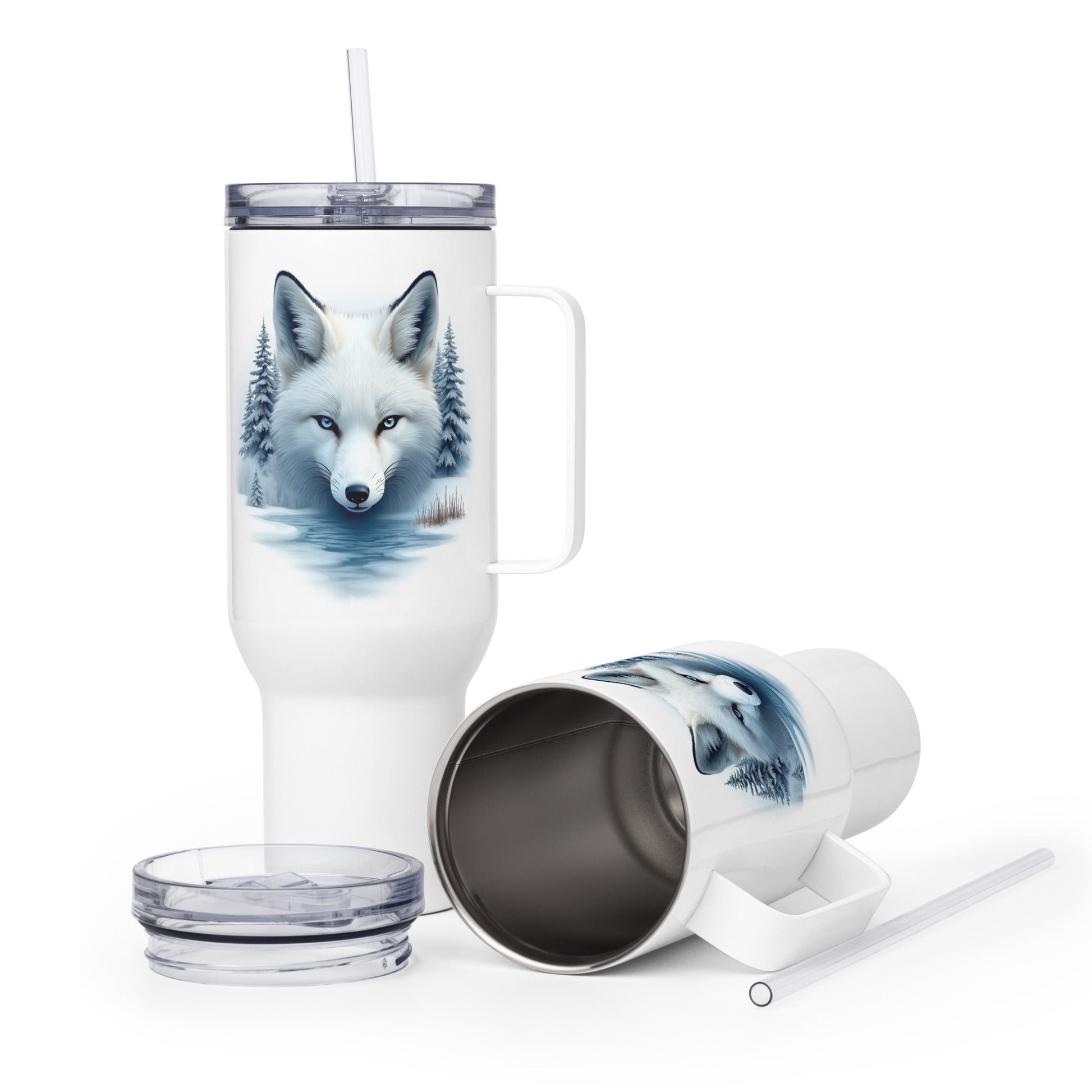 Majestic Fox Travel Mug With Handle (25 oz and 40 oz) - Travel Mug - Discovery Co.