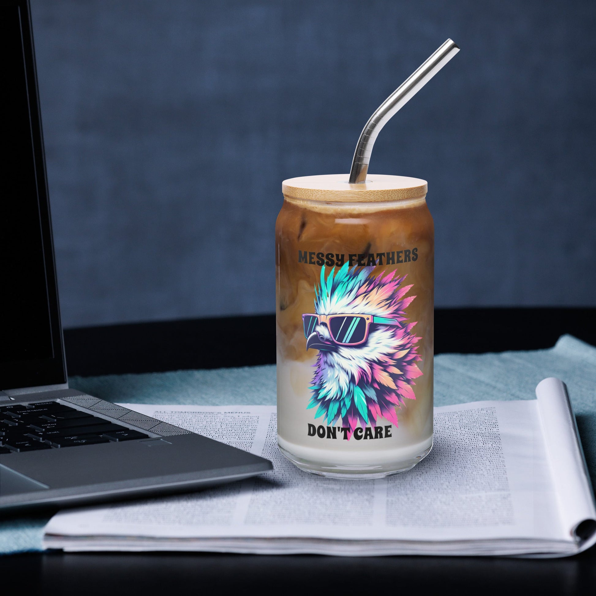 Messy Feathers Don't Care Can - Shaped Glass - Can - Shaped Glass - Discovery Co.