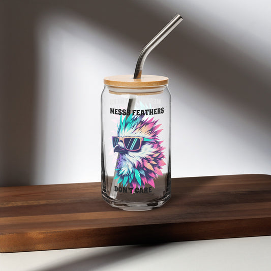 Messy Feathers Don't Care Can - Shaped Glass - Can - Shaped Glass - Discovery Co.