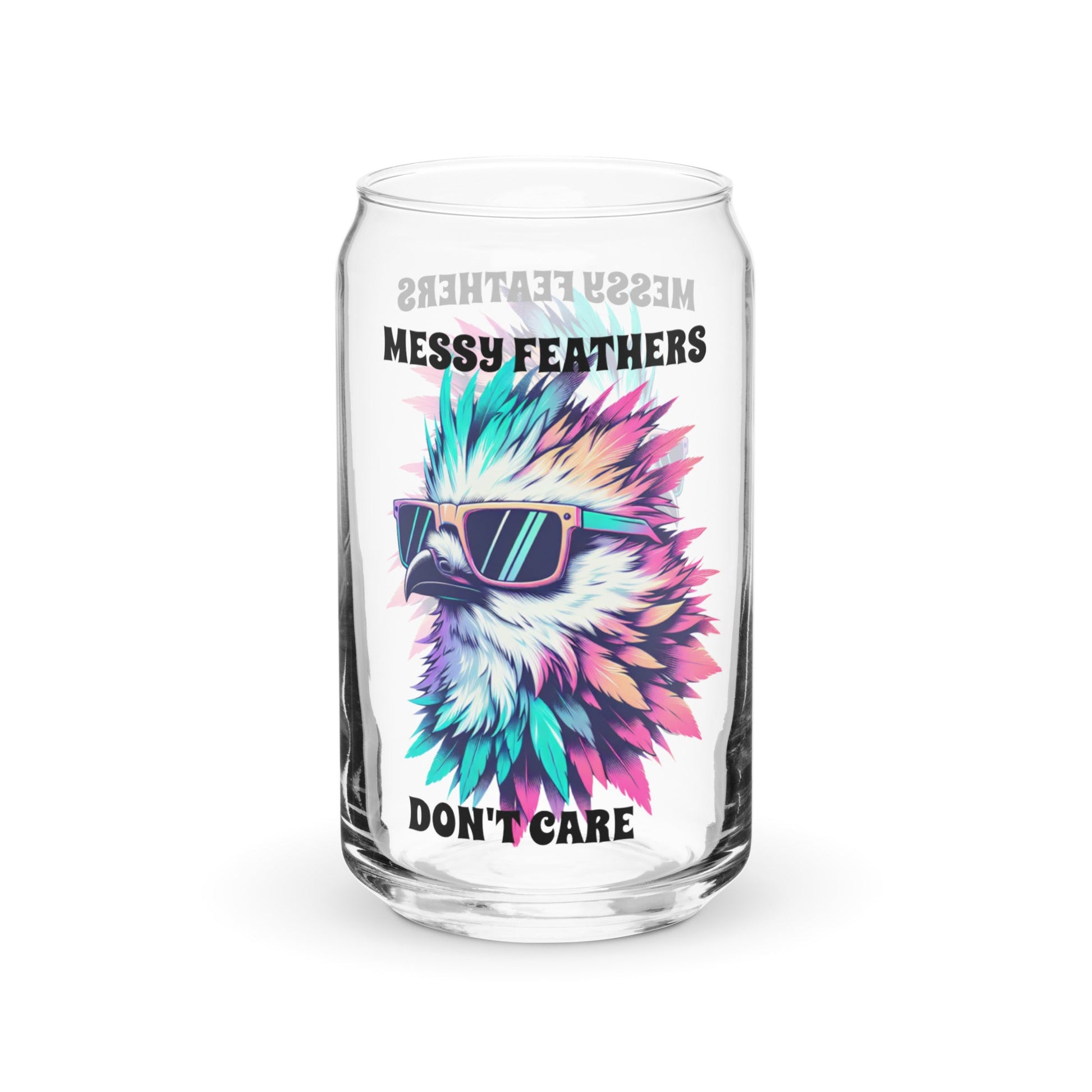 Messy Feathers Don't Care Can - Shaped Glass - Can - Shaped Glass - Discovery Co.
