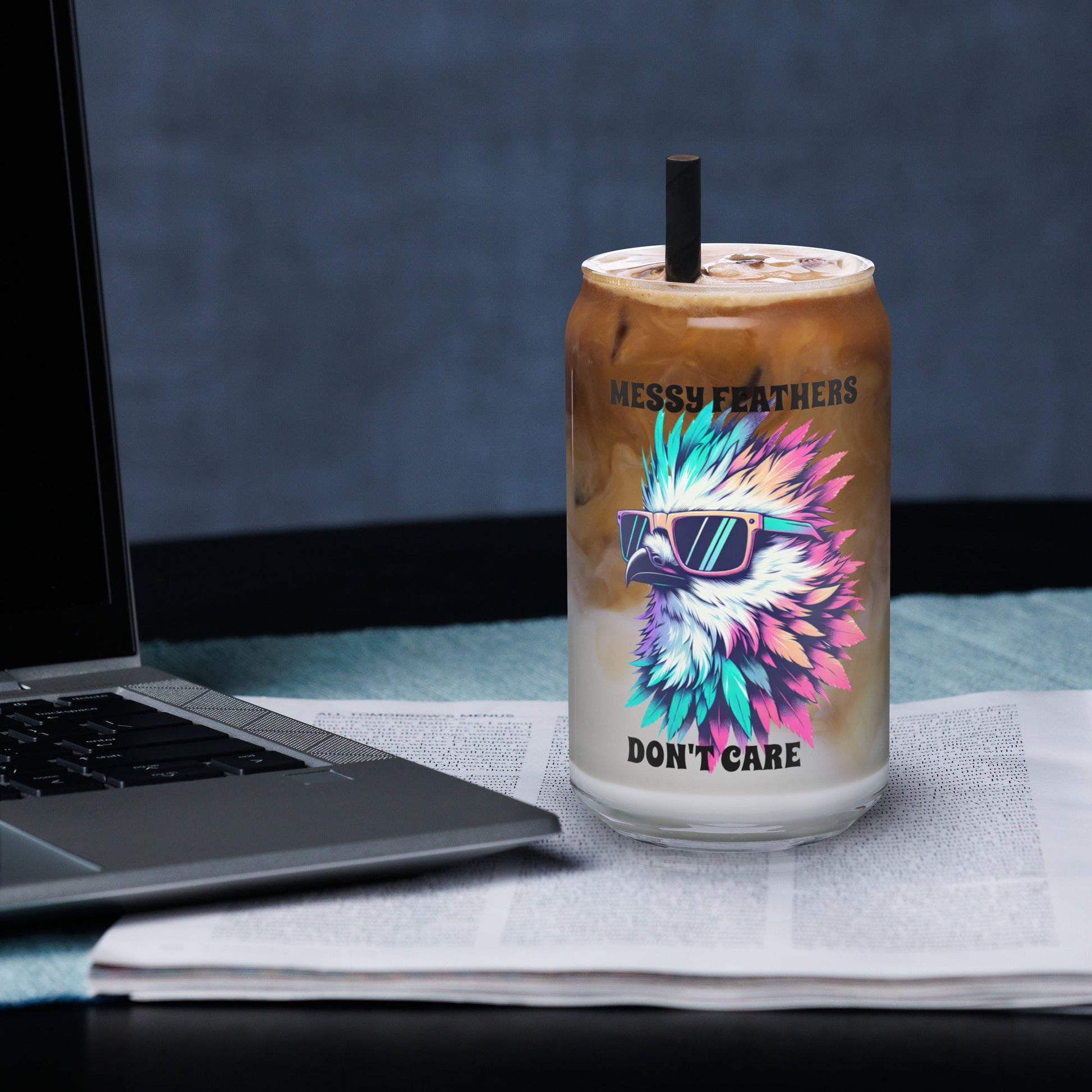 Messy Feathers Don't Care Can - Shaped Glass - Can - Shaped Glass - Discovery Co.