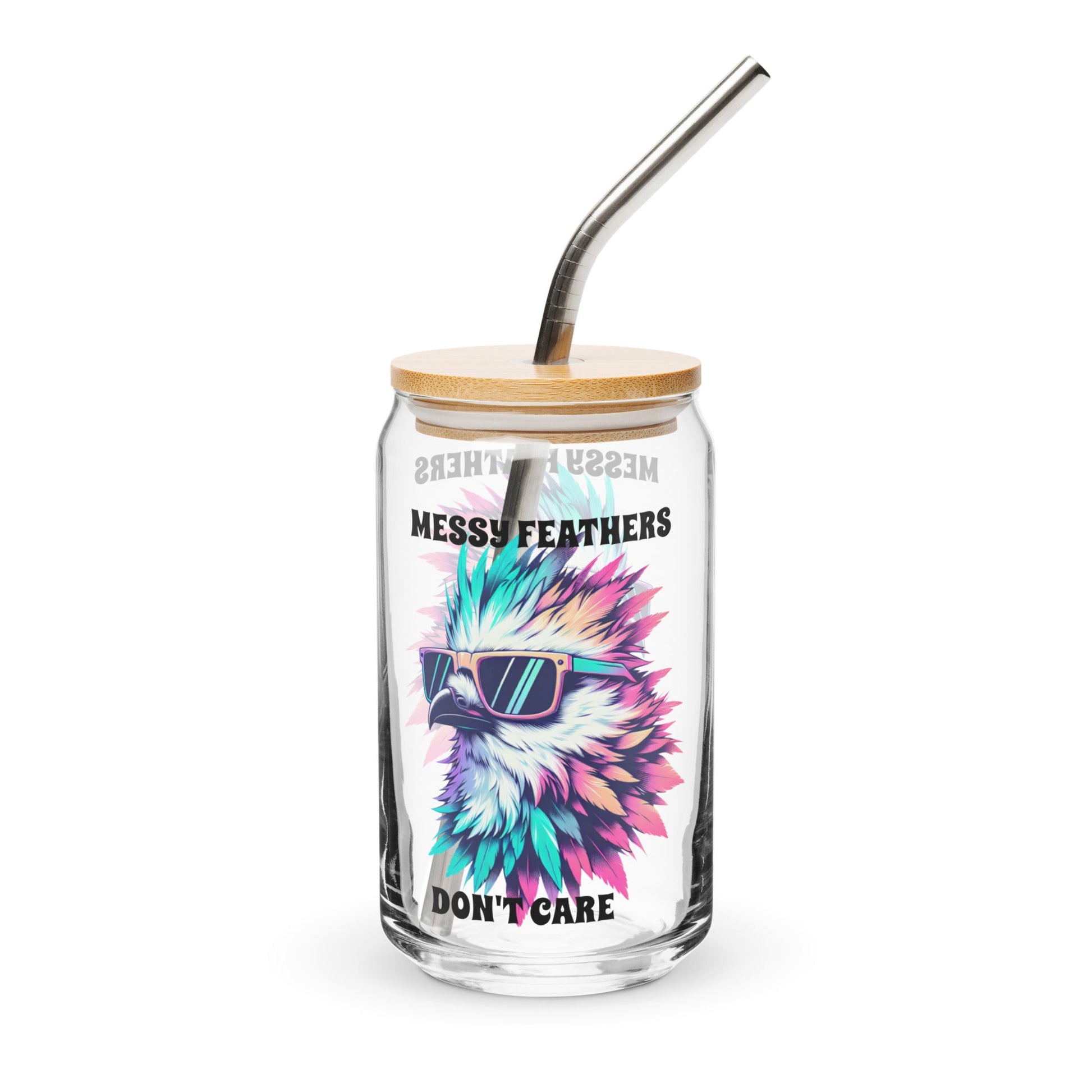 Messy Feathers Don't Care Can - Shaped Glass - Can - Shaped Glass - Discovery Co.