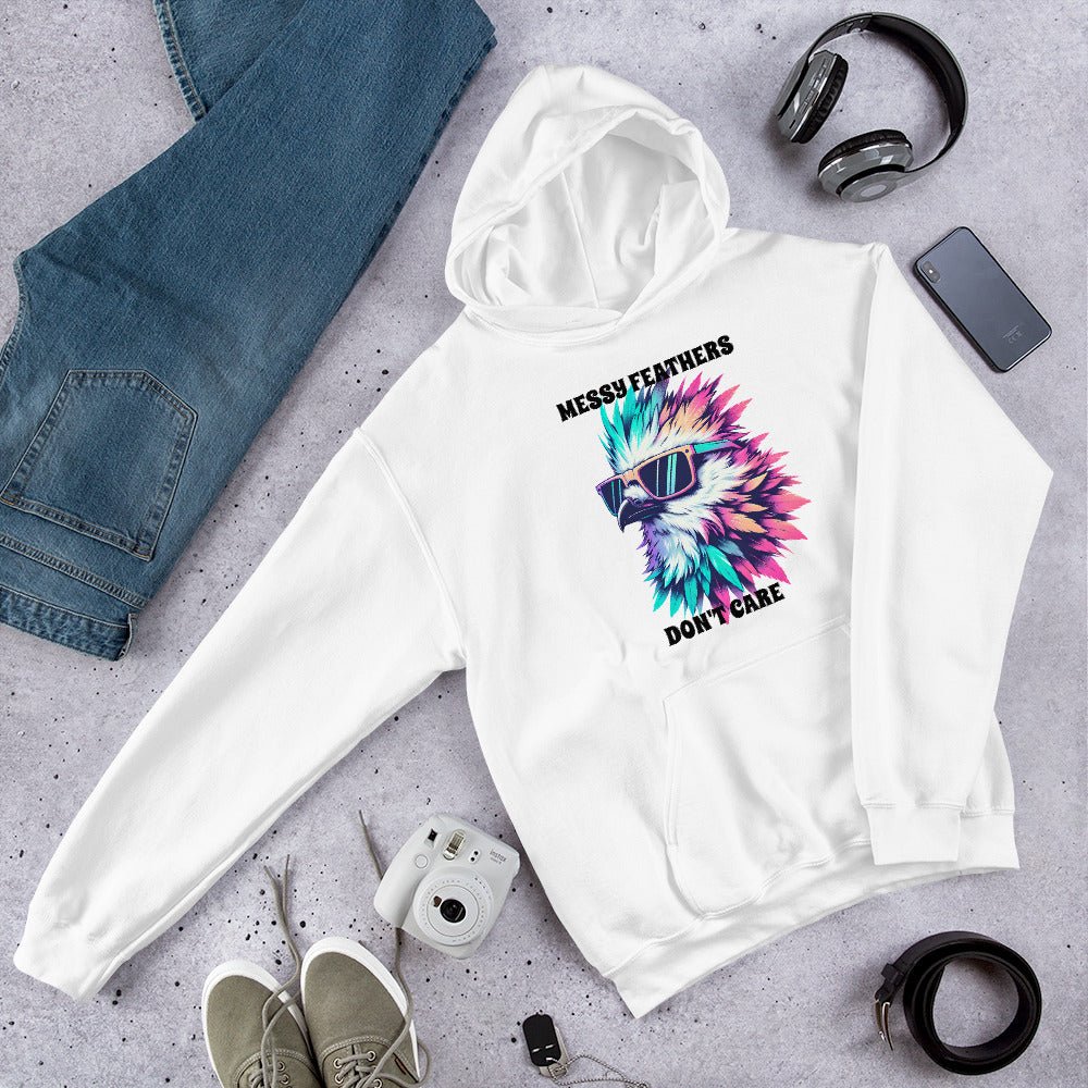 Messy Feathers Don't Care Men's (Unisex) Hoodie - Hoodies - Discovery Co.