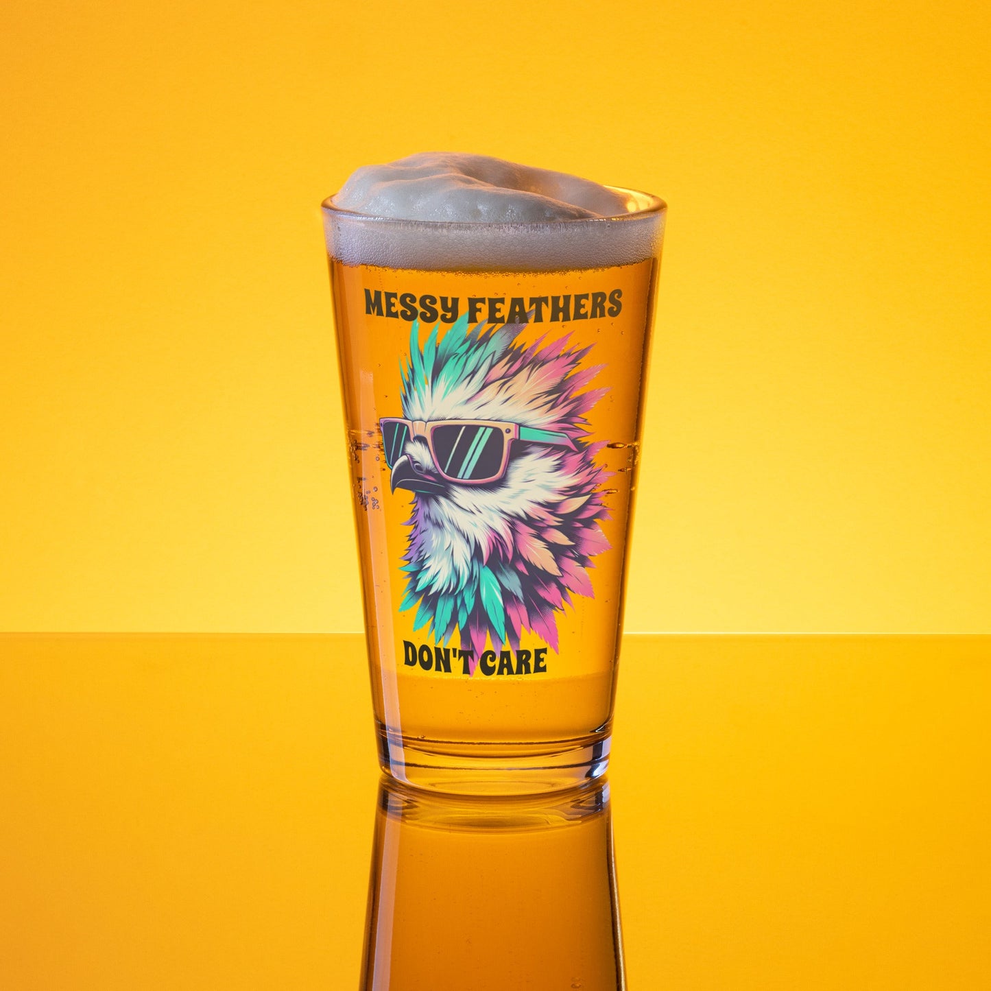 Messy Feathers Don't Care Pint Glass - Beer Glass - Discovery Co.