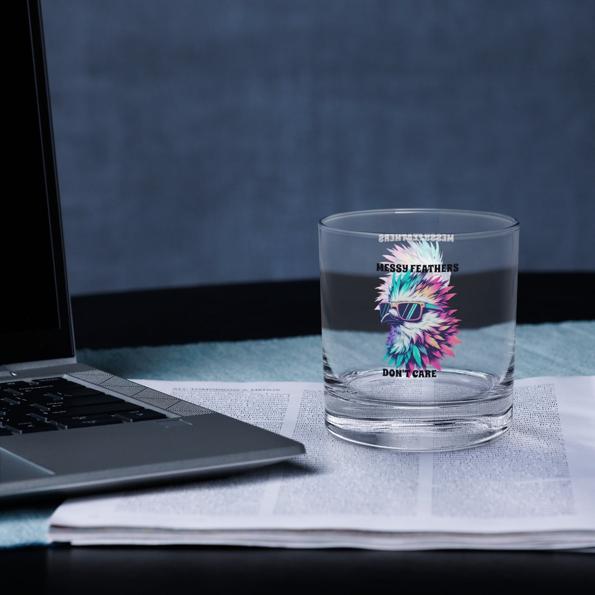 Messy Feathers Don't Care Rocks Glass - Rocks Glass - Discovery Co.