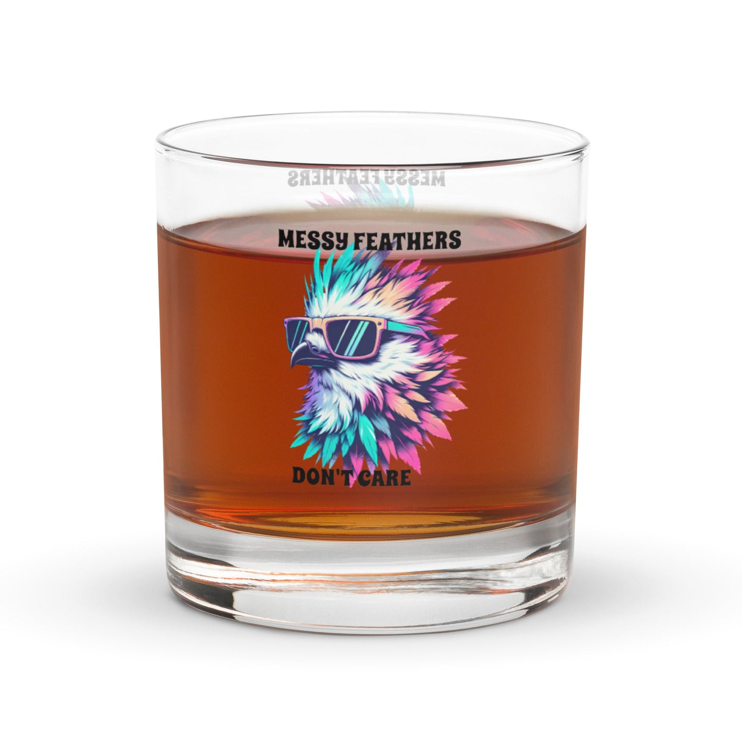 Messy Feathers Don't Care Rocks Glass - Rocks Glass - Discovery Co.
