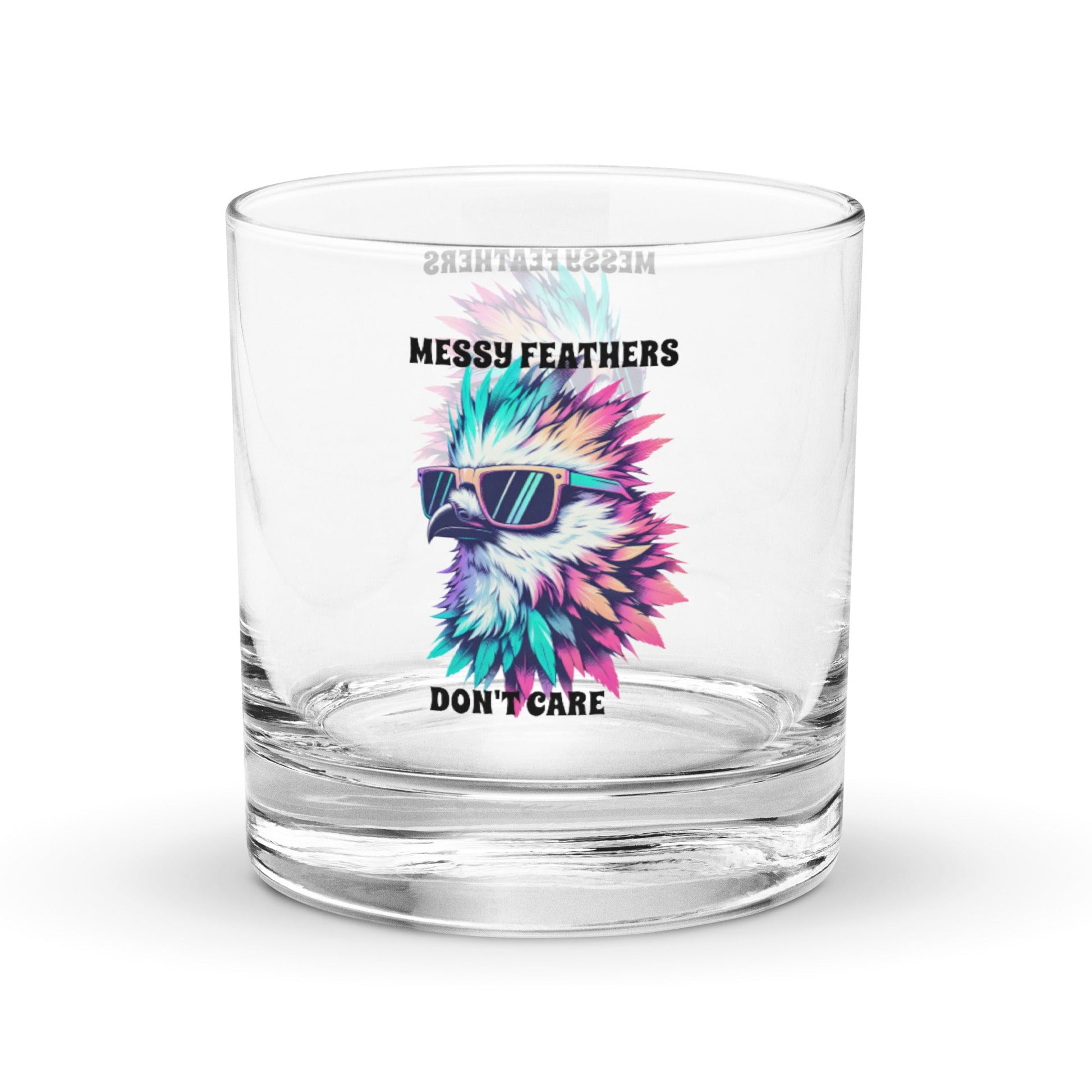 Messy Feathers Don't Care Rocks Glass - Rocks Glass - Discovery Co.