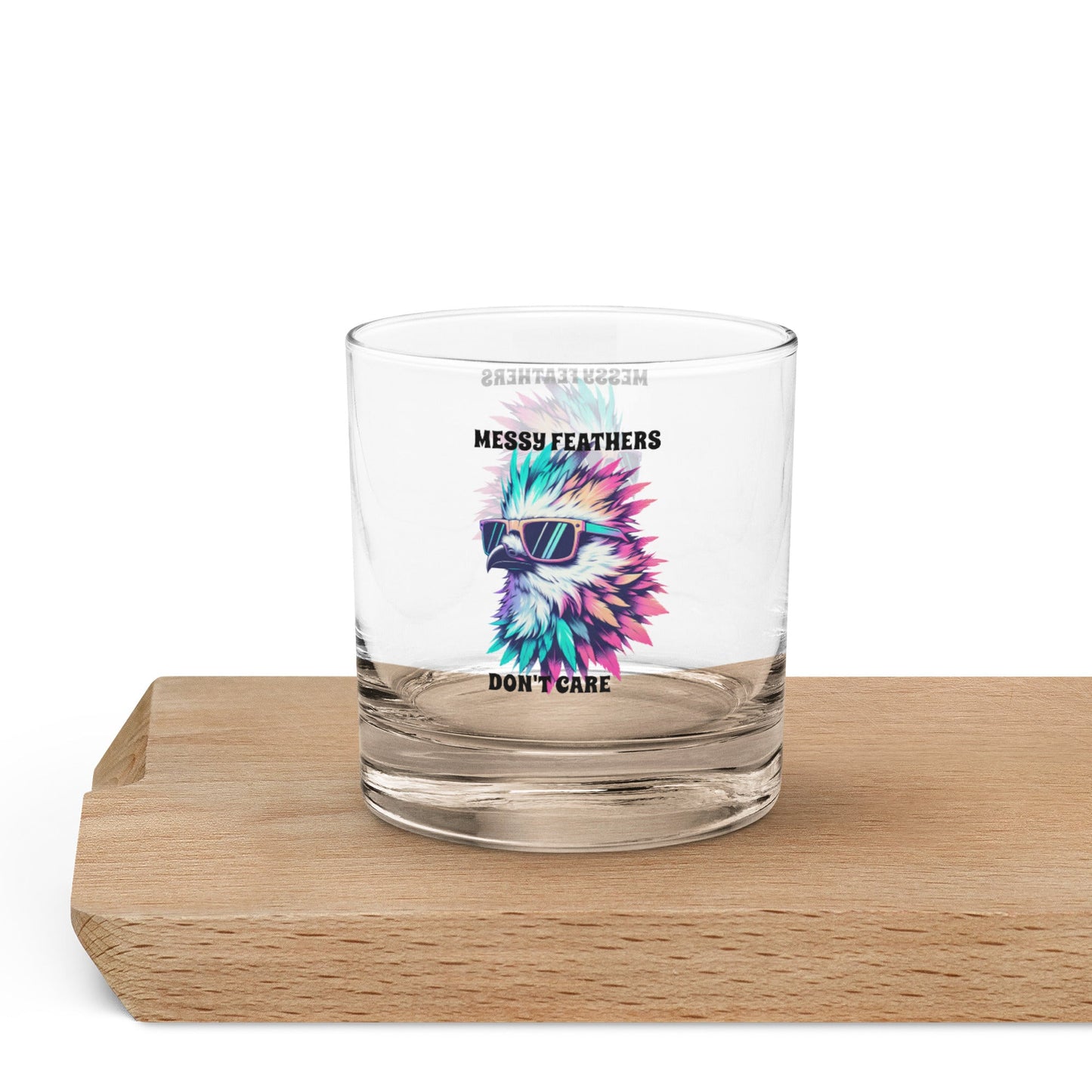 Messy Feathers Don't Care Rocks Glass - Rocks Glass - Discovery Co.