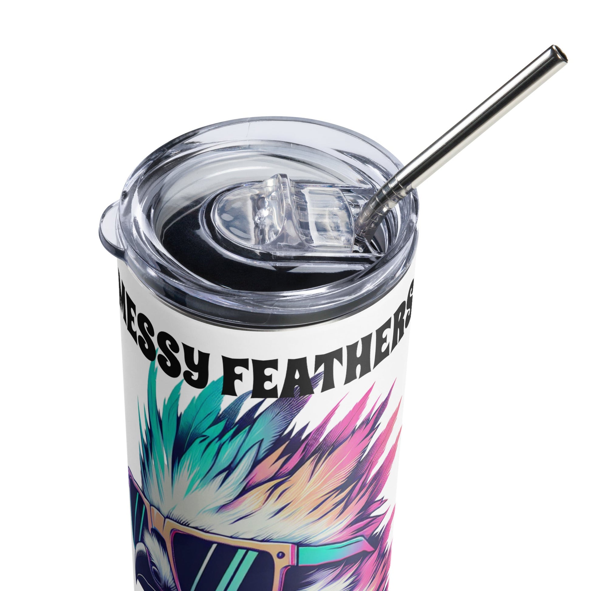 Messy Feathers Don't Care Stainless Steel Tumbler - Steel Tumbler - Discovery Co.