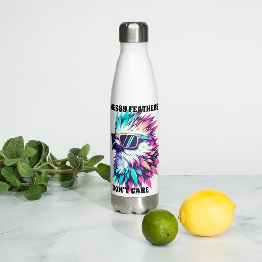 Messy Feathers Don't Care Stainless Steel Water Bottle - Stainless Steel Water Bottle - Discovery Co.