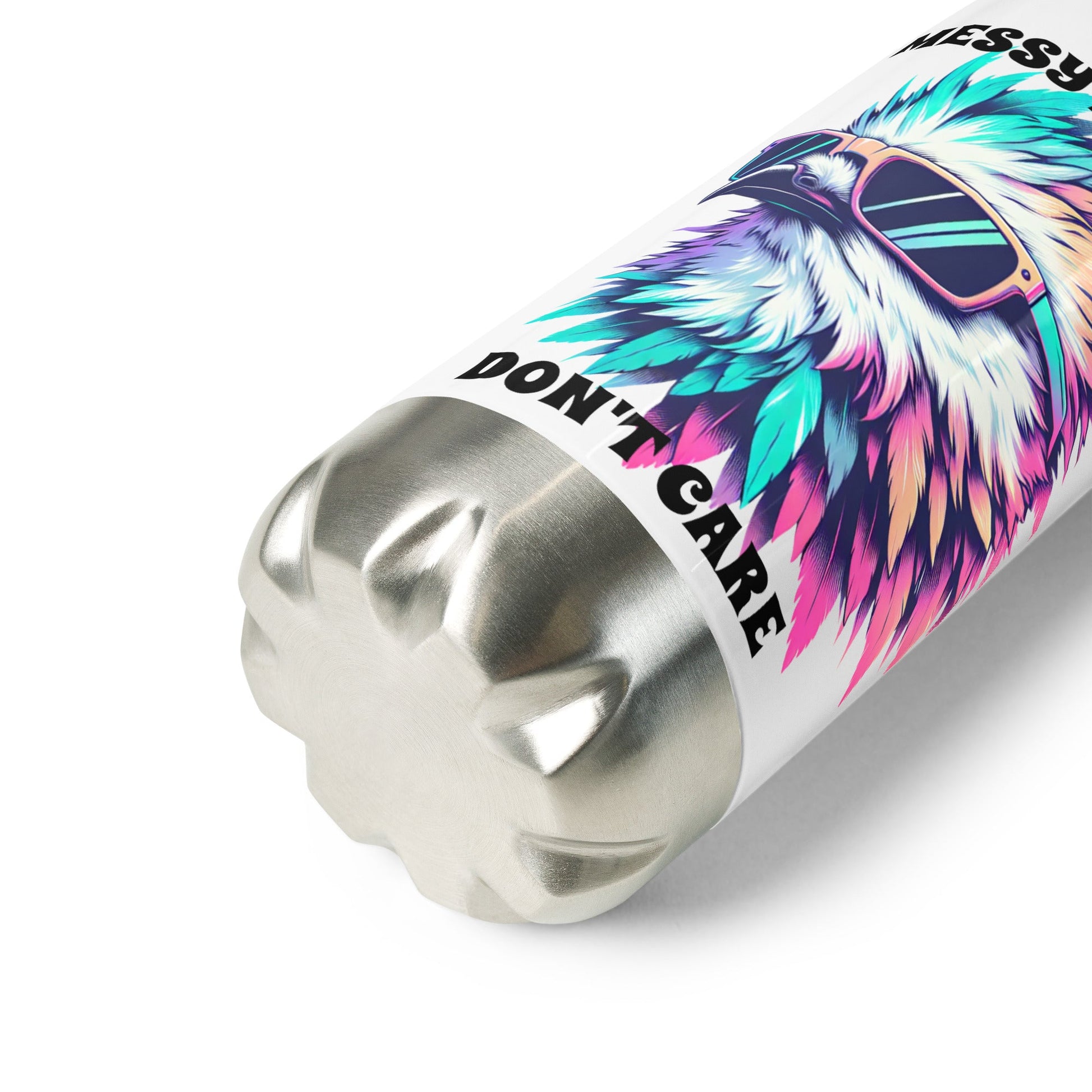Messy Feathers Don't Care Stainless Steel Water Bottle - Stainless Steel Water Bottle - Discovery Co.