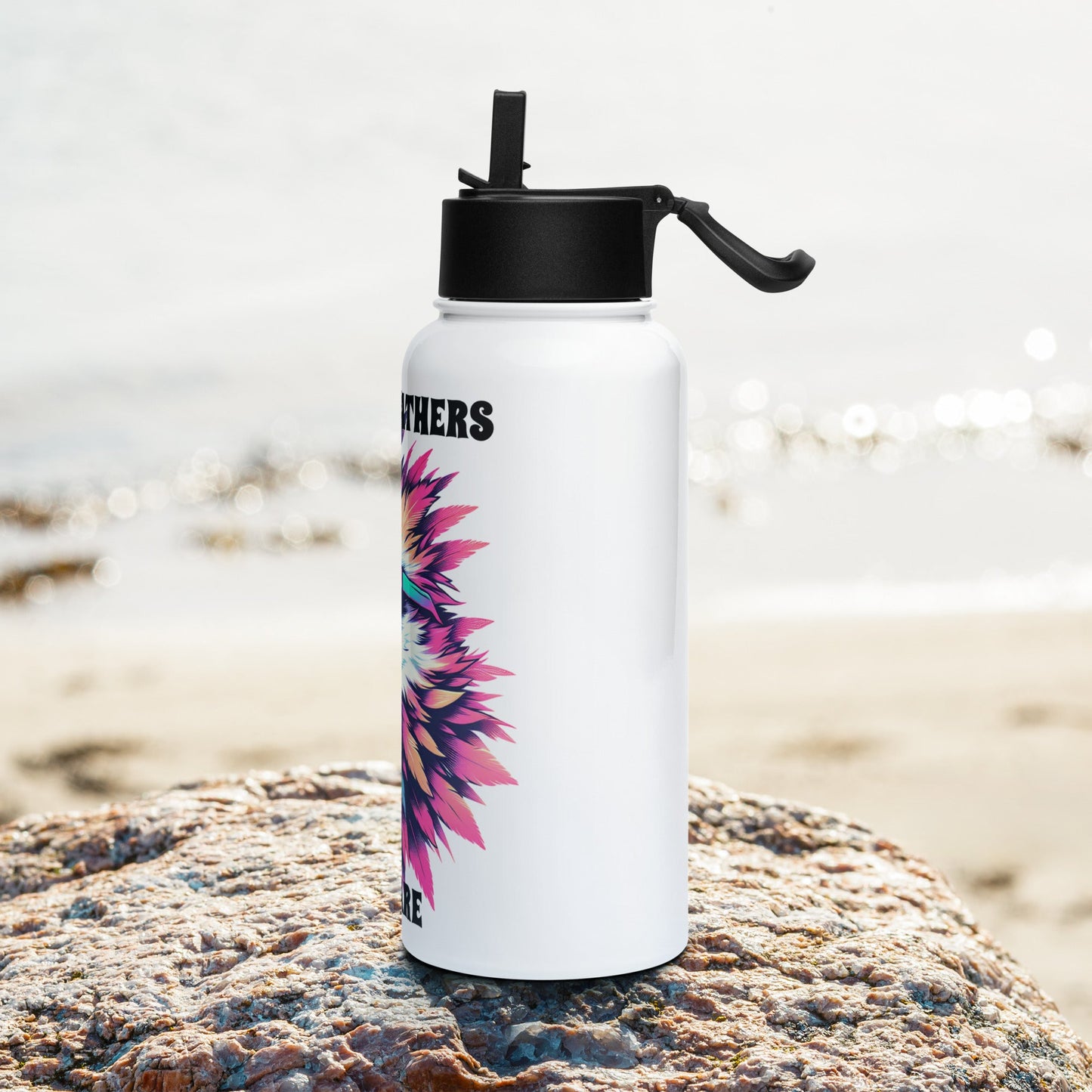 Messy Feathers Don't Care Stainless Steel Water Bottle With Straw Lid - Stainless Steel Water Bottle With Straw Lid - Discovery Co.