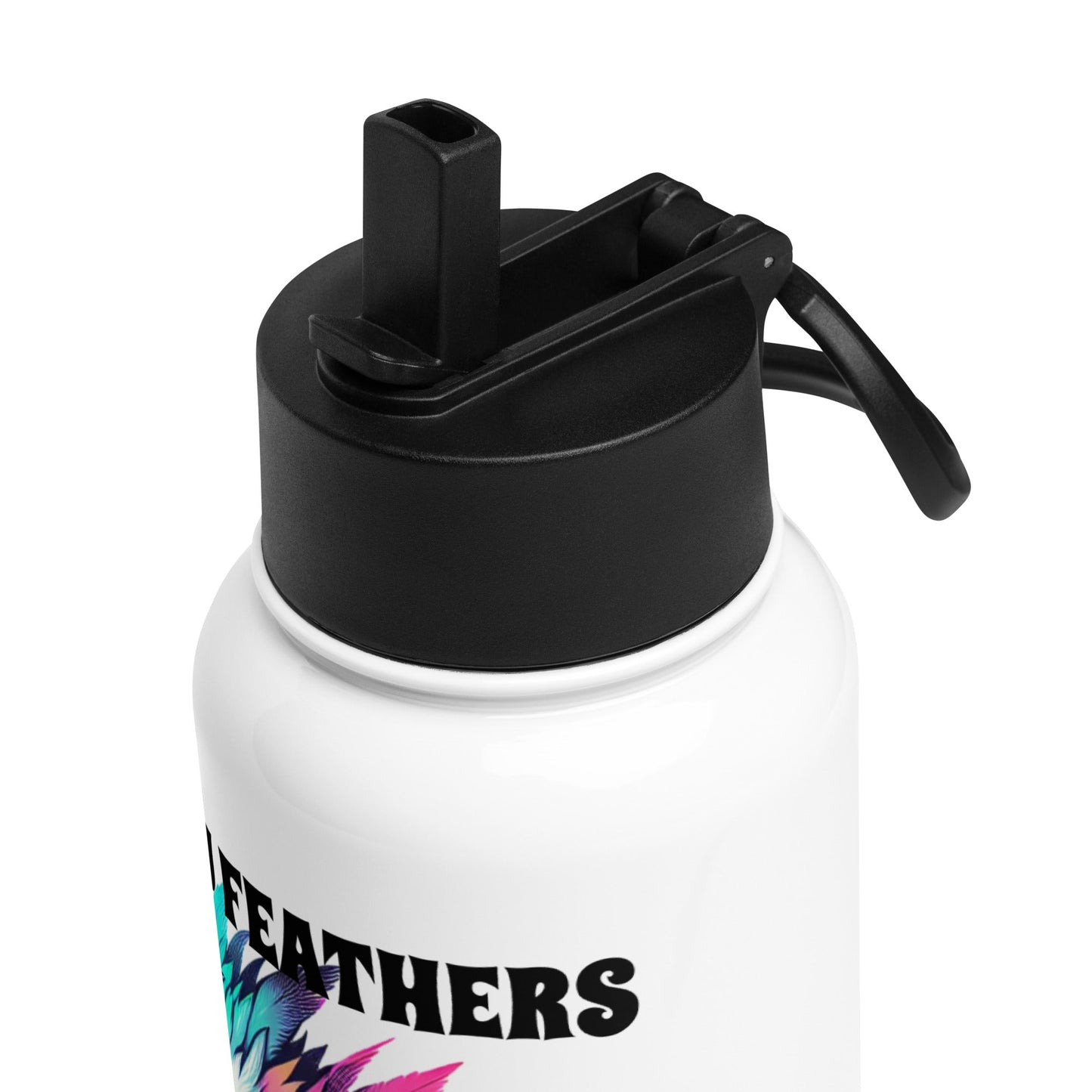Messy Feathers Don't Care Stainless Steel Water Bottle With Straw Lid - Stainless Steel Water Bottle With Straw Lid - Discovery Co.