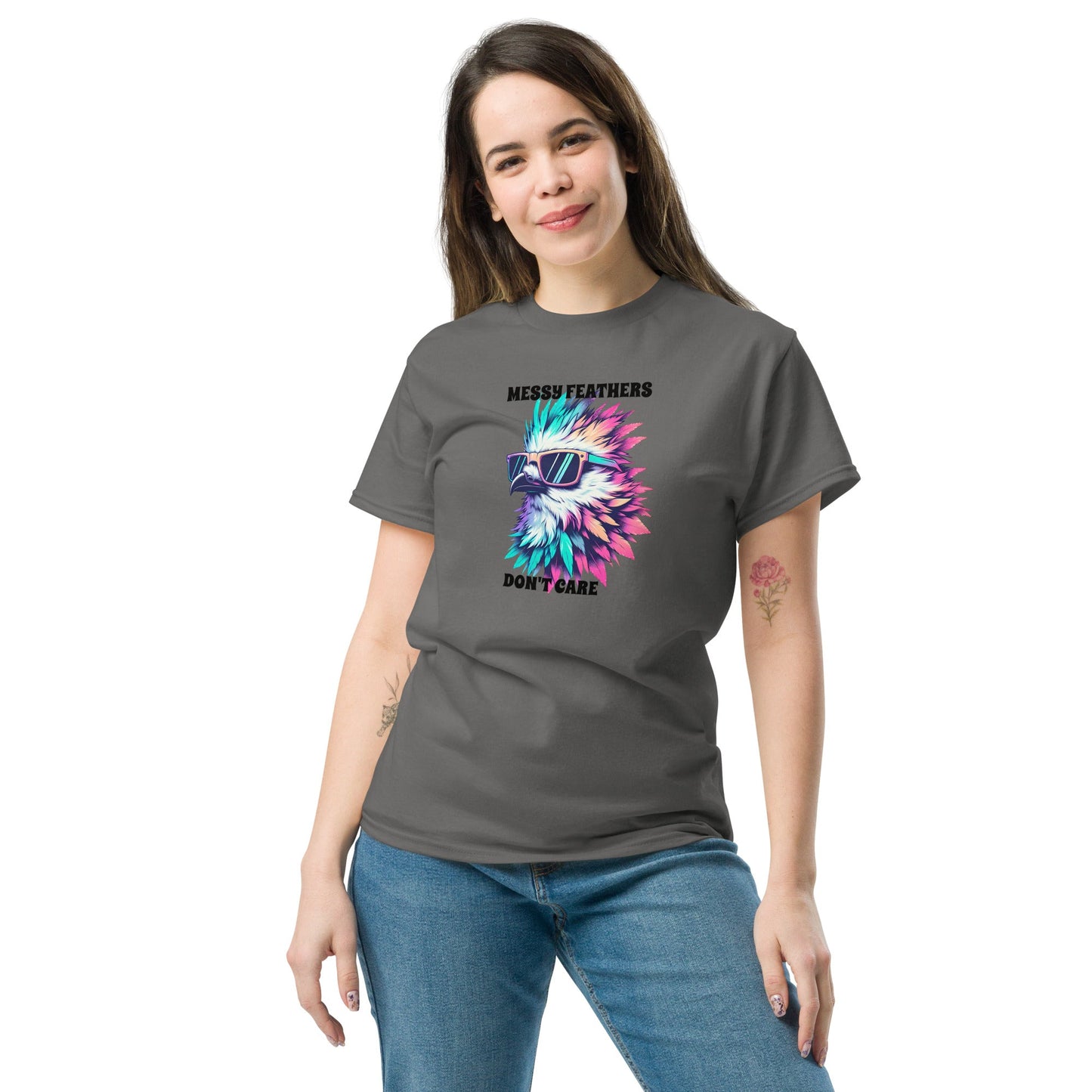 Messy Feathers Don't Care Women's (Unisex) Classic Tee - Women's Shirts - Discovery Co.